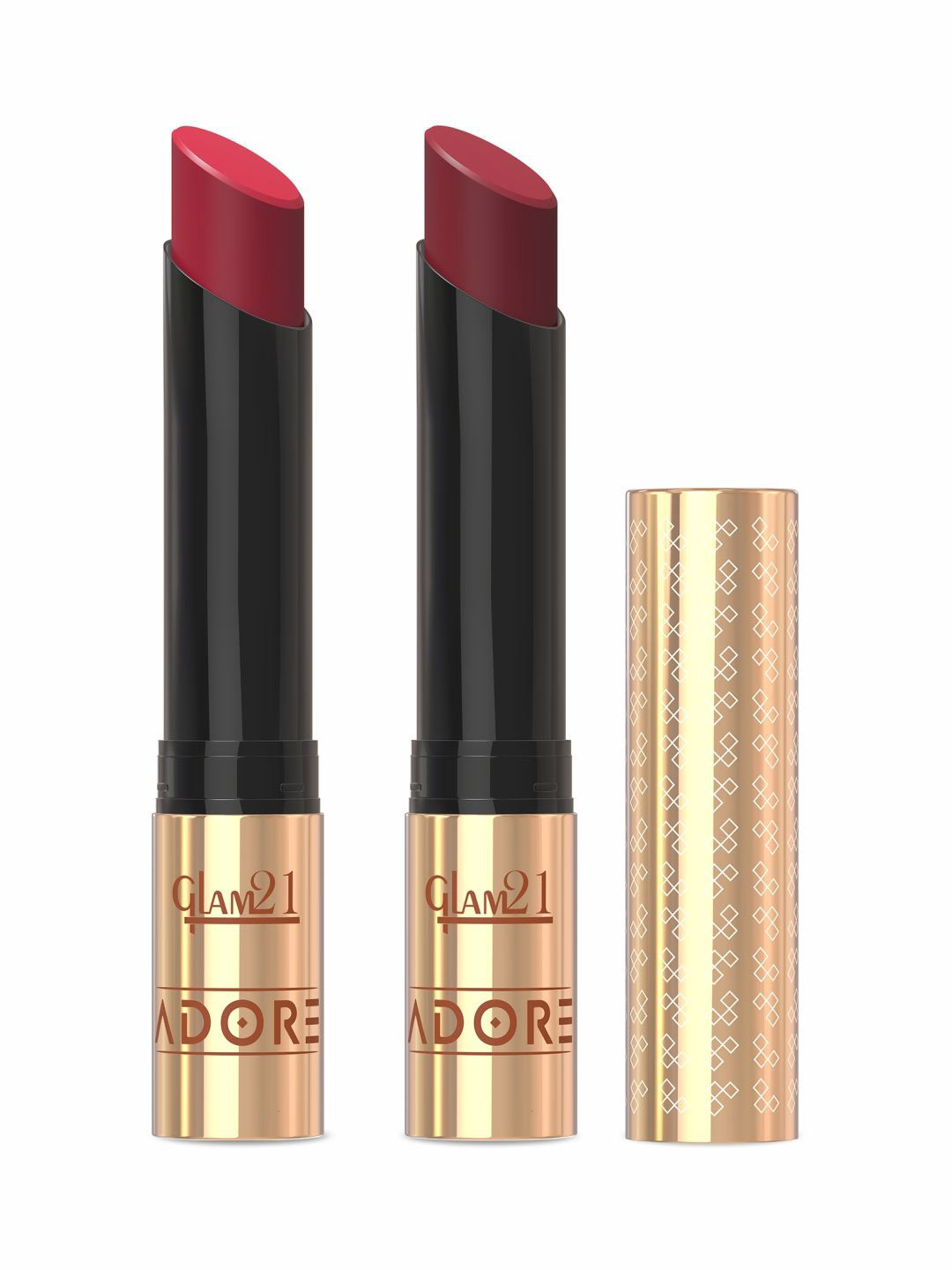 GLAM21 Set Of 2 Adore Smudge Proof Lipsticks - Red Alert 11 & Brown Espresso