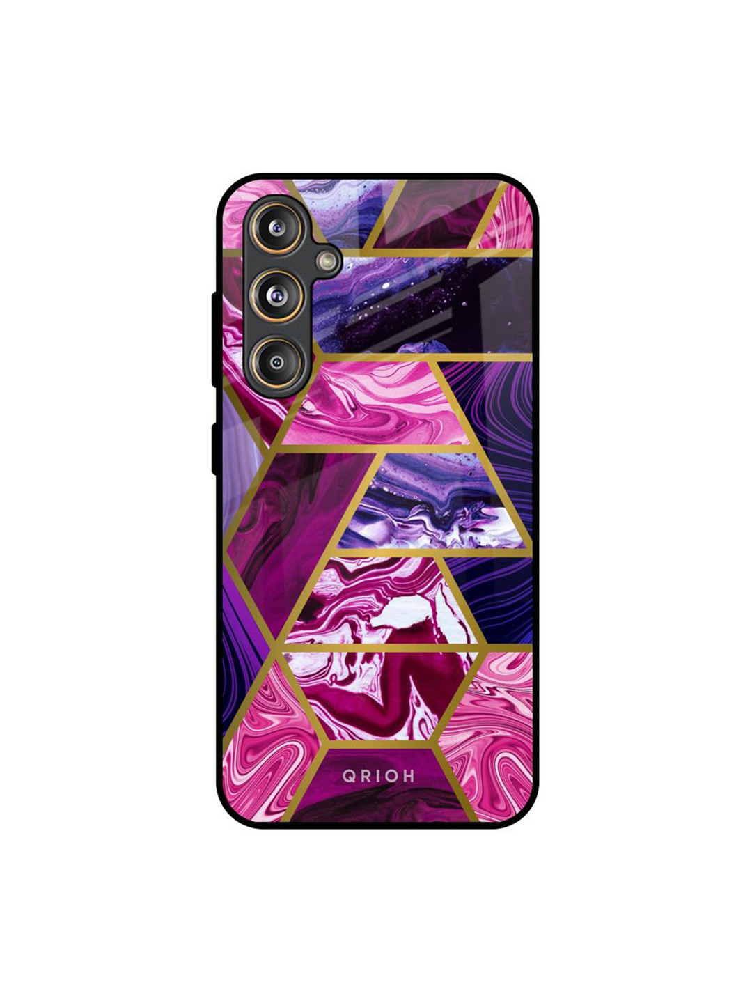 QRIOH Electroplated Abstract Printed Samsung Galaxy M55s Silicone Back Case