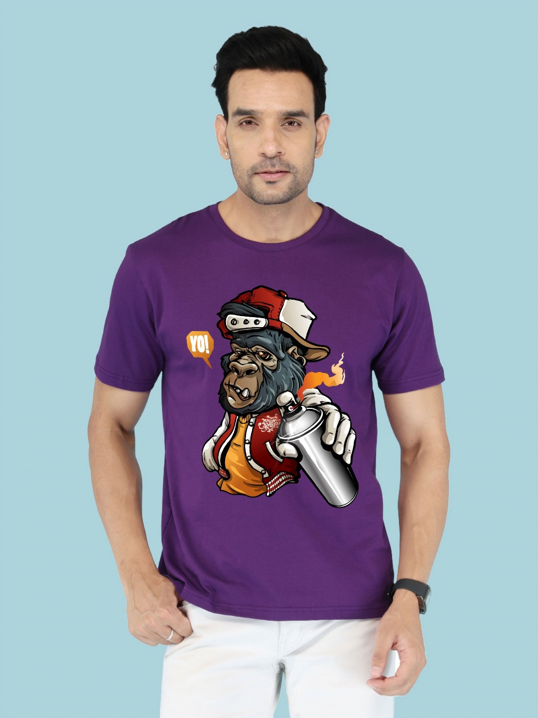 NOBLE HUSTLE Printed Round-Neck Pure Cotton T-shirt