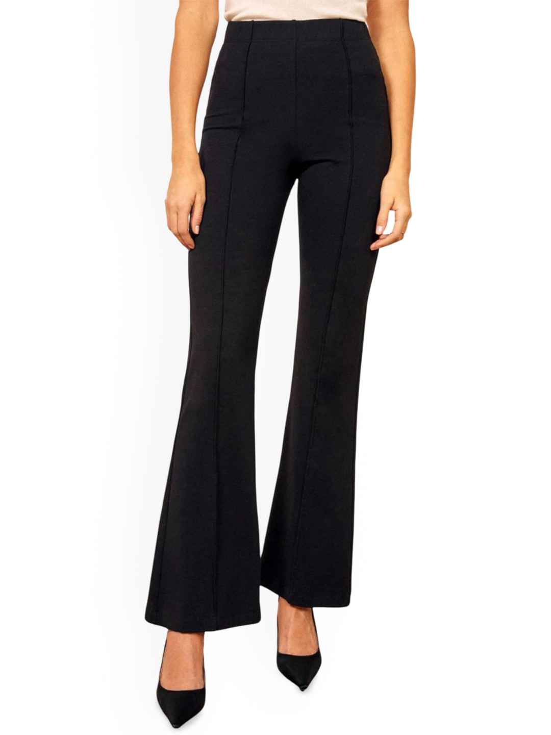 Dream Beauty Fashion Women Bootcut Mid-Rise Pleated Trousers