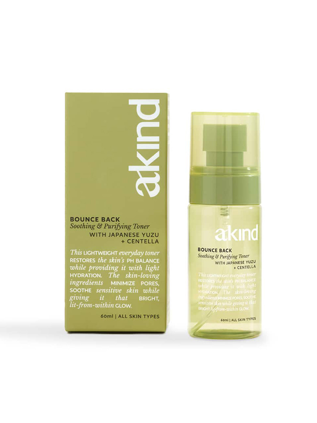 akind Bounce Back Soothing & Purifying Toner Mini with Japanese Yuzu & Centella - 60 ml