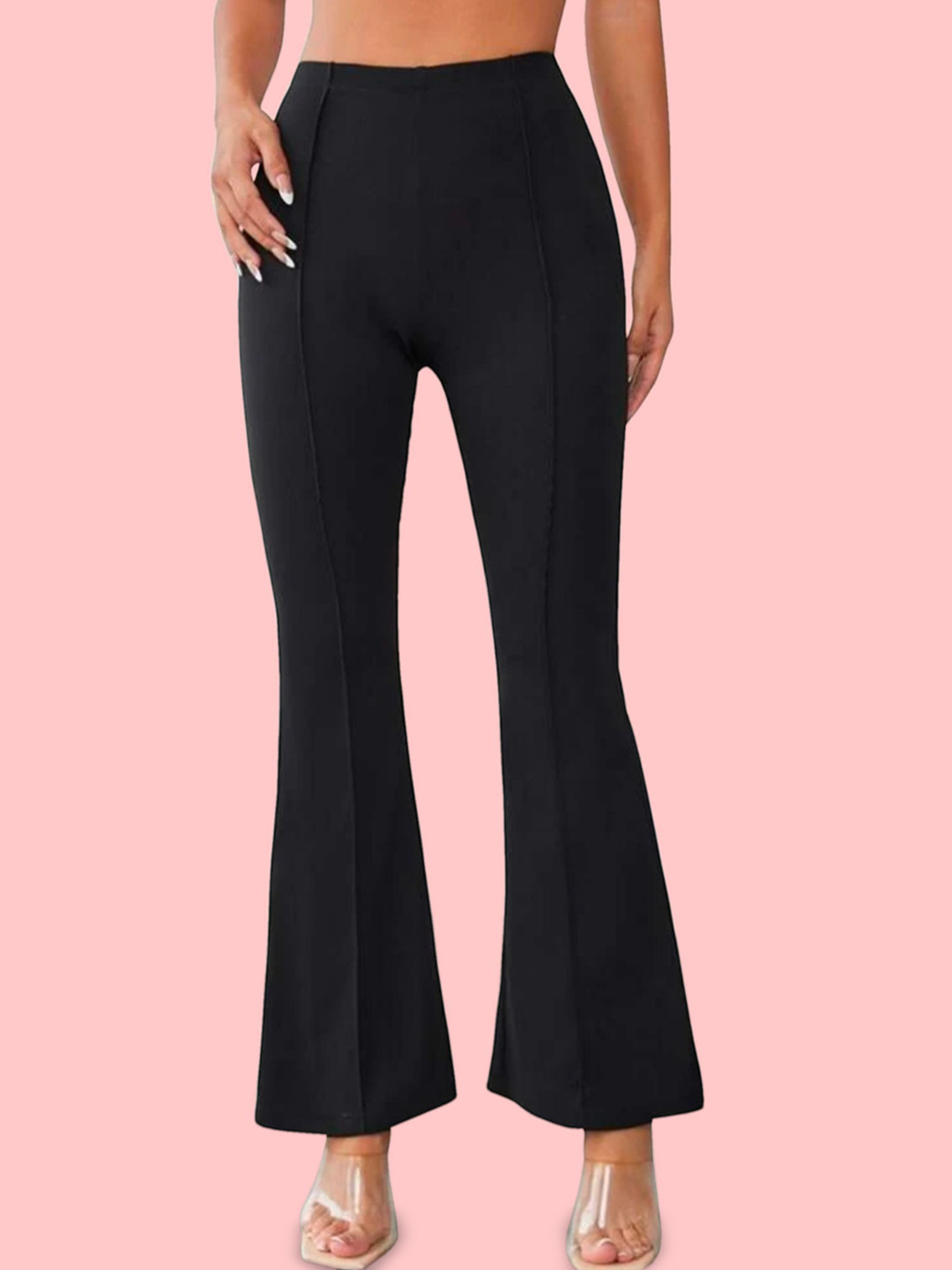 Dream Beauty Fashion Women Bootcut Fit Easy Wash Pleated Trousers