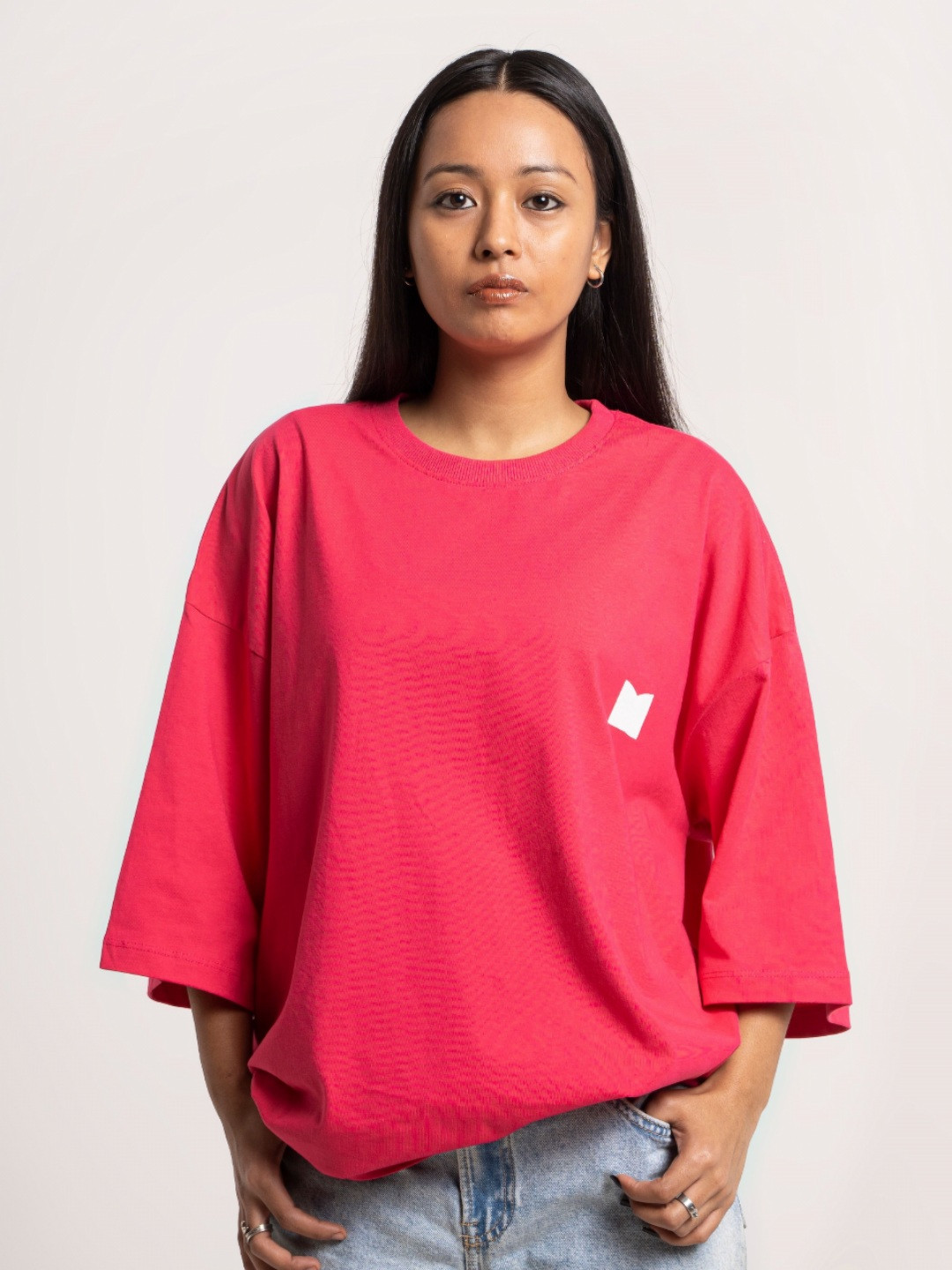 ministry Women Solid Round Neck Pure Cotton Oversized T-shirt