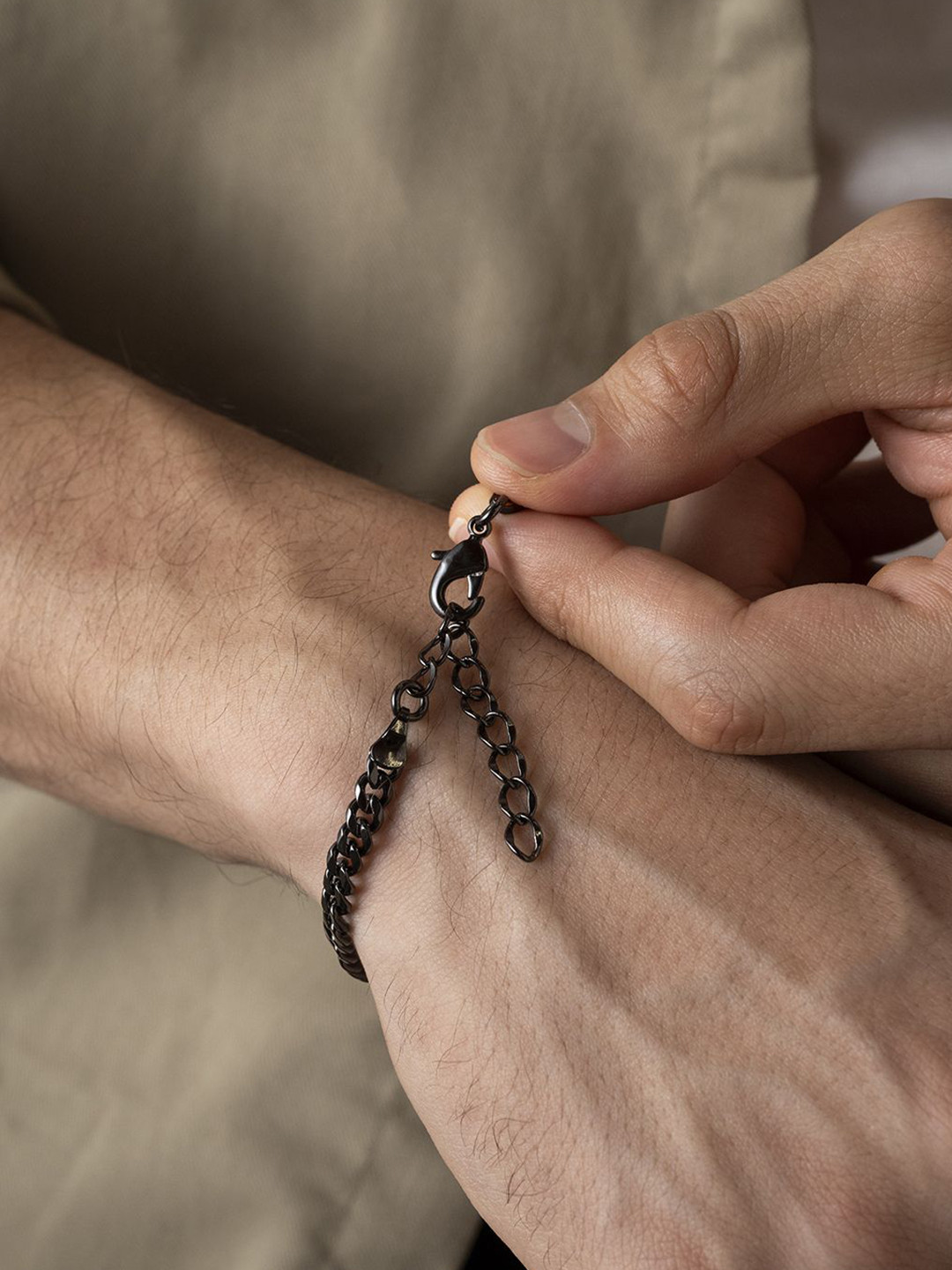 BLACK MAMBA Men Brass Cuban Link Bracelet