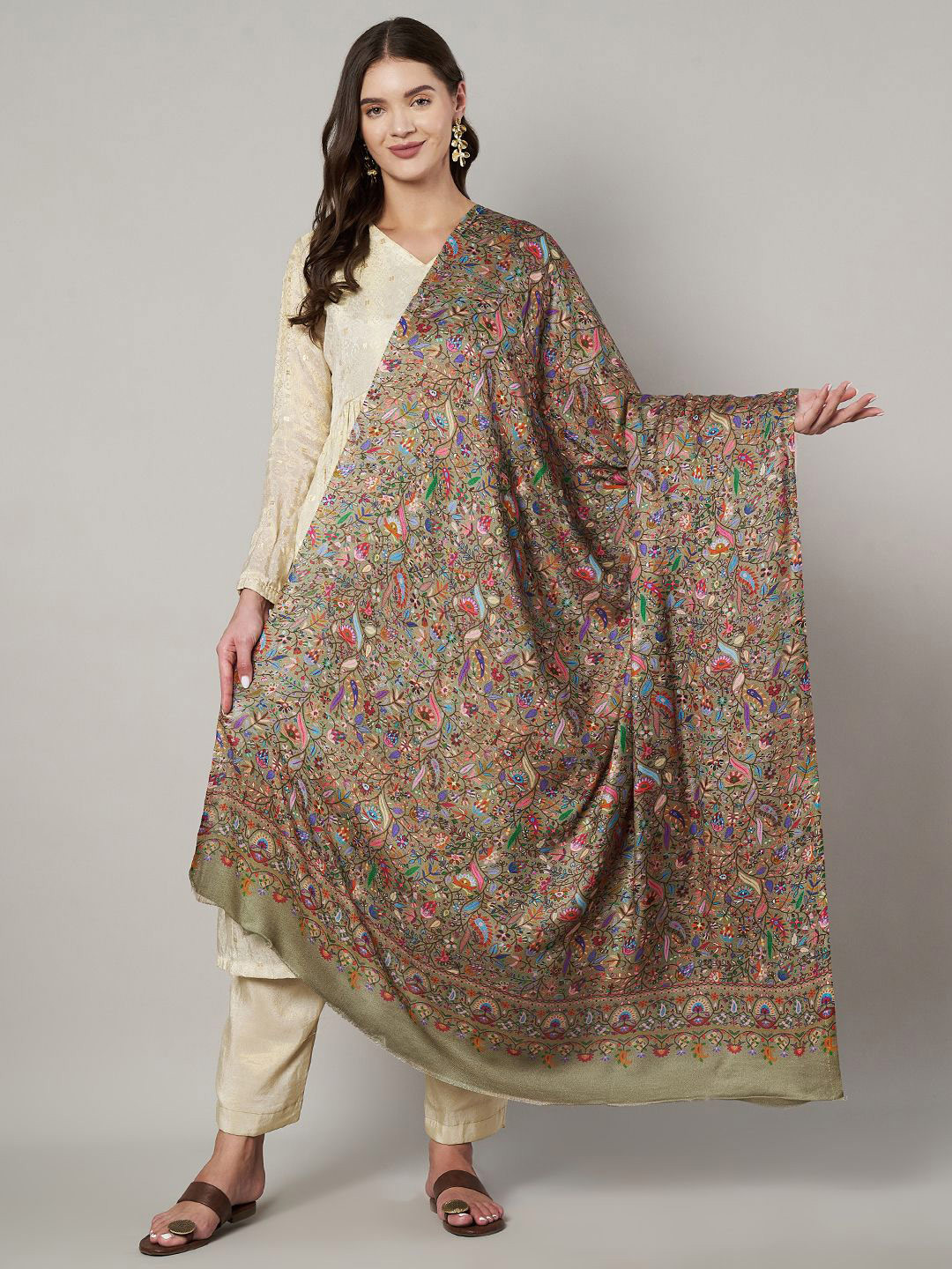 MUFFLY Women Paisley Printed Silk Stole