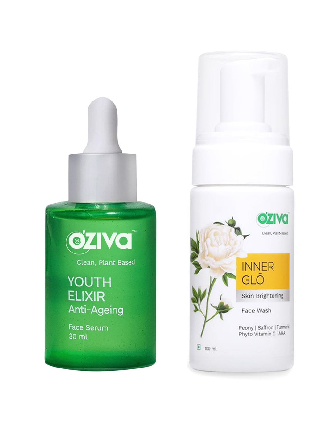 OZiva Set of Inner Glo Face Wash 100ml & Youth Elixir Face Serum 30ml