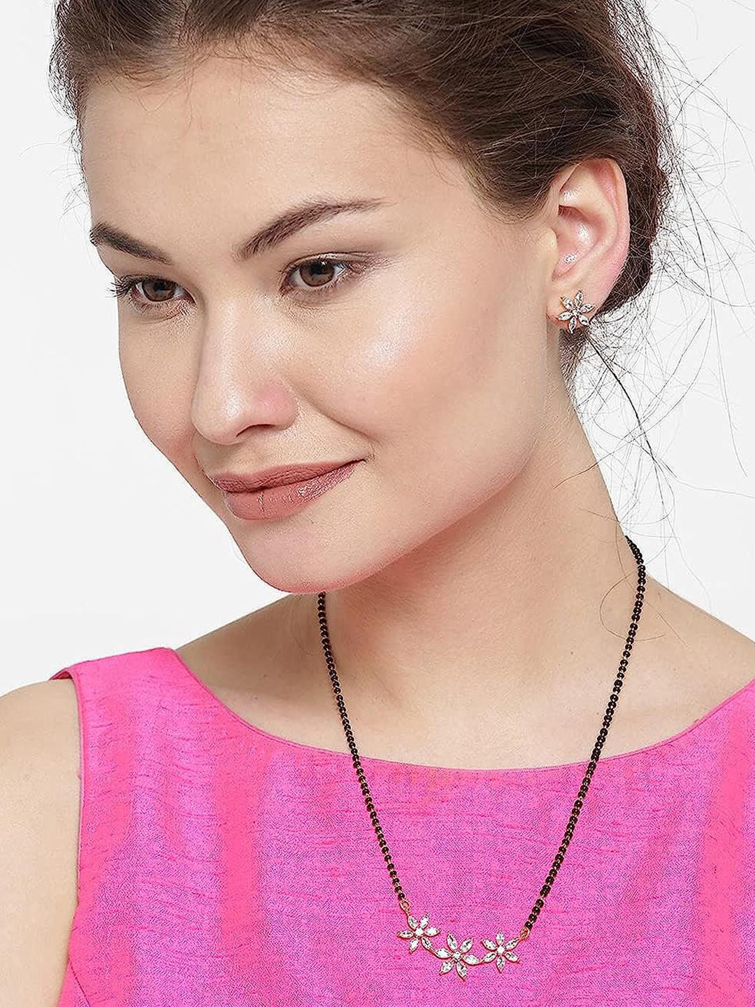 Shayna Black Gold-Plated Mangalsutra Set