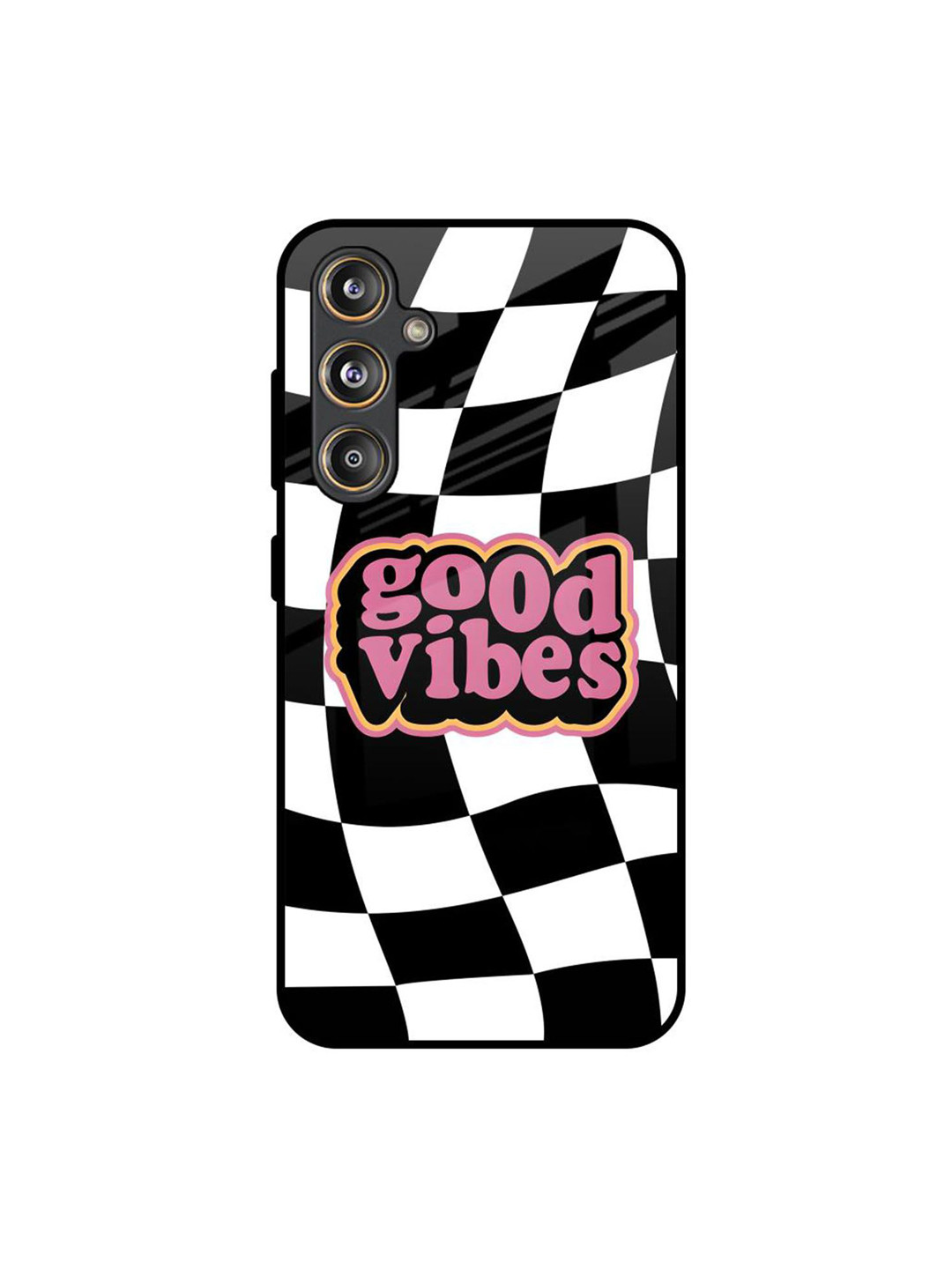 QRIOH Good Vibes Printed Lightweight Silicone Samsung Galaxy F55 5G Glass Back Case