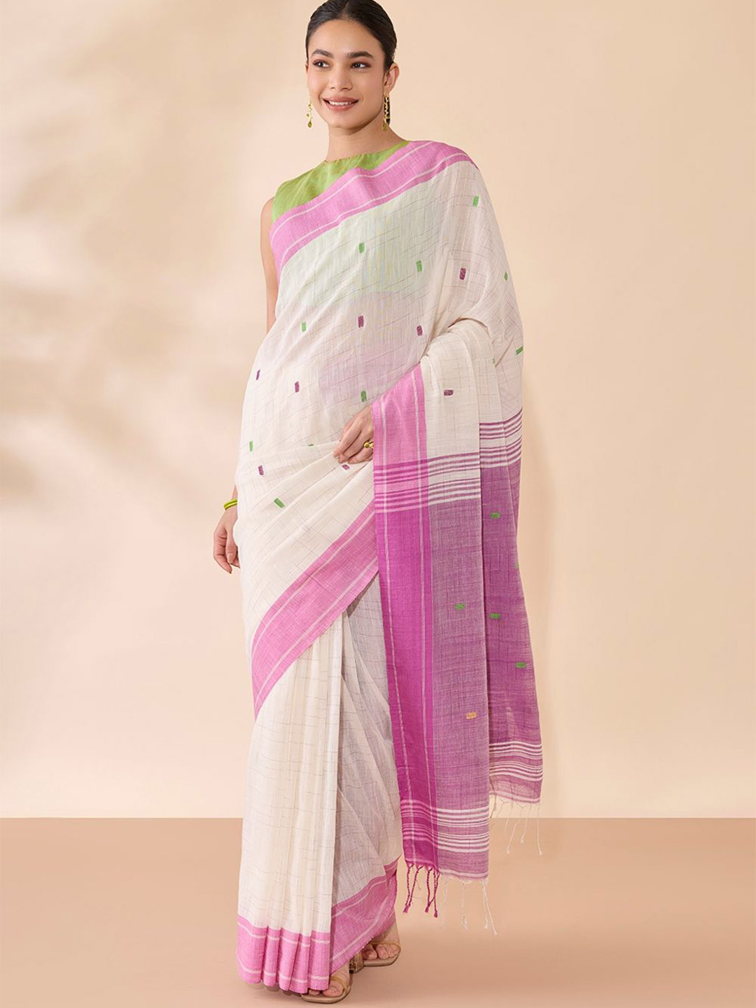 Taneira Checked Bengal Pure Cotton Jamdani Saree