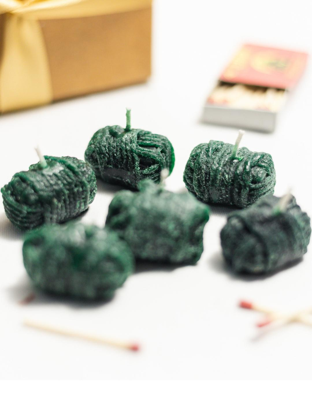 LIGHT JEWELS Bomb, Soy Blend Wax 6Pcs Smokeless Solid Geometric Regular Tea Light Candles