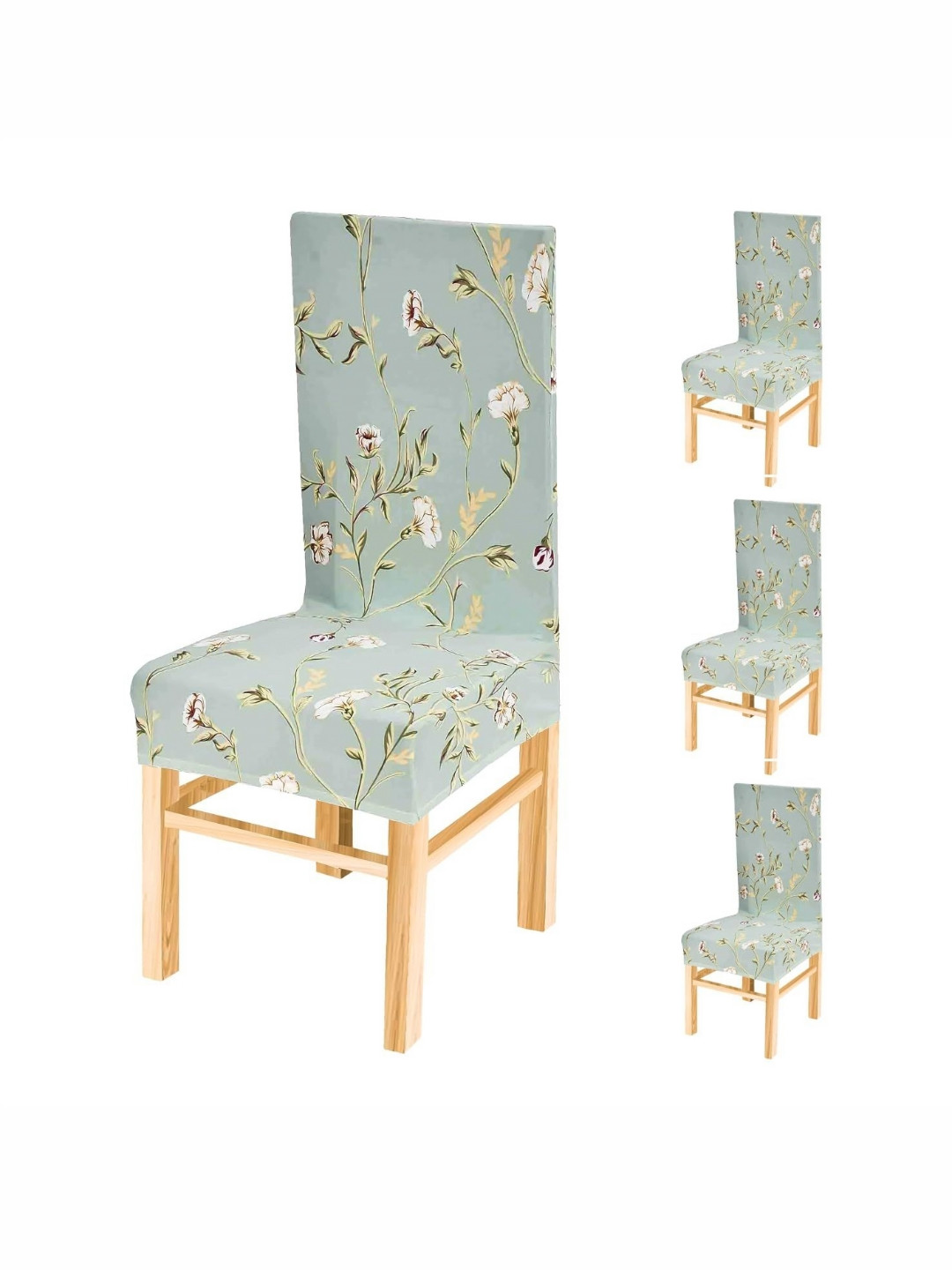 Yellow Weaves 4-Pcs Lime Green Printed Stretchable Chair Covers