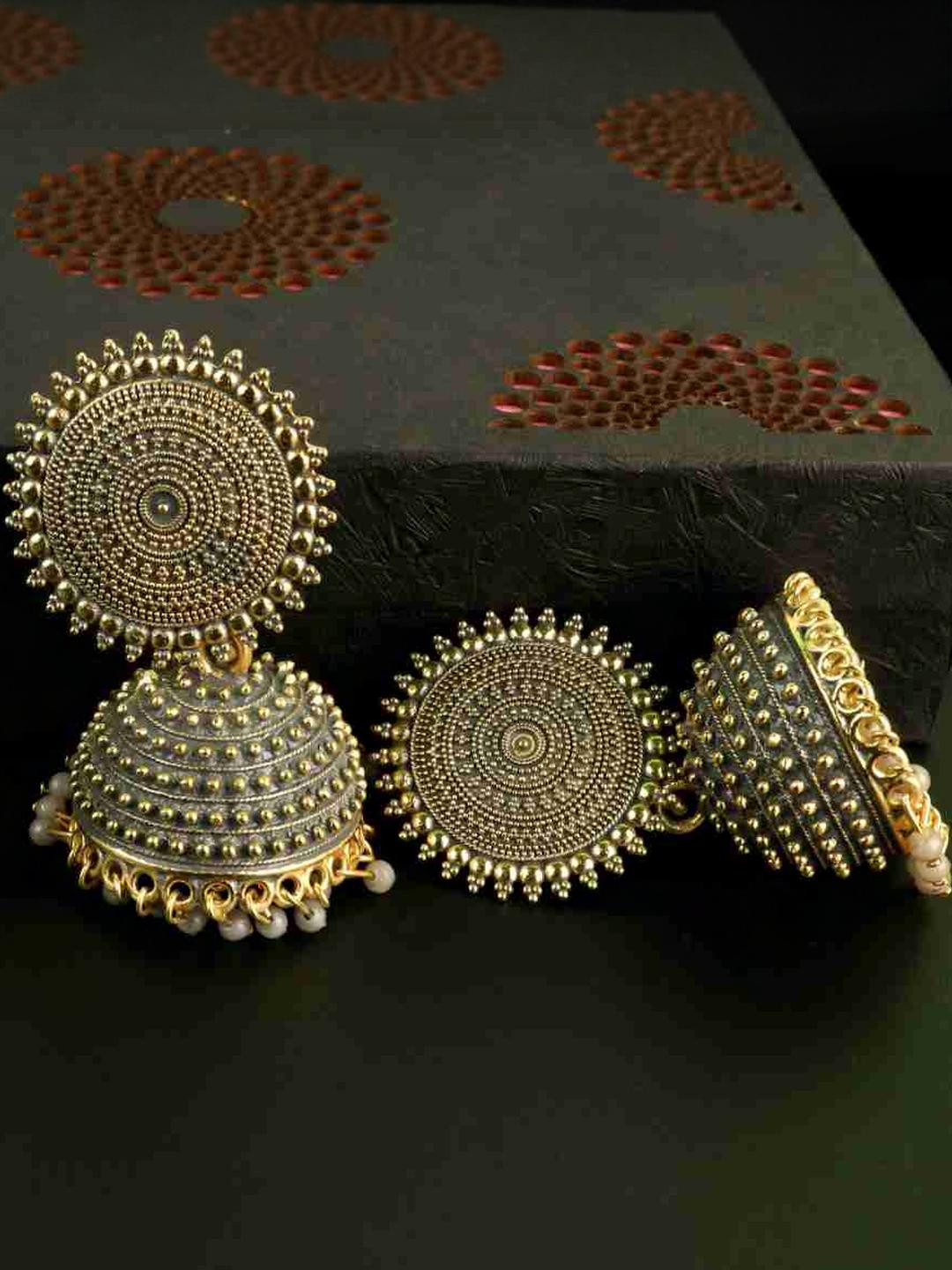 BMINO Grey Brass Jhumka