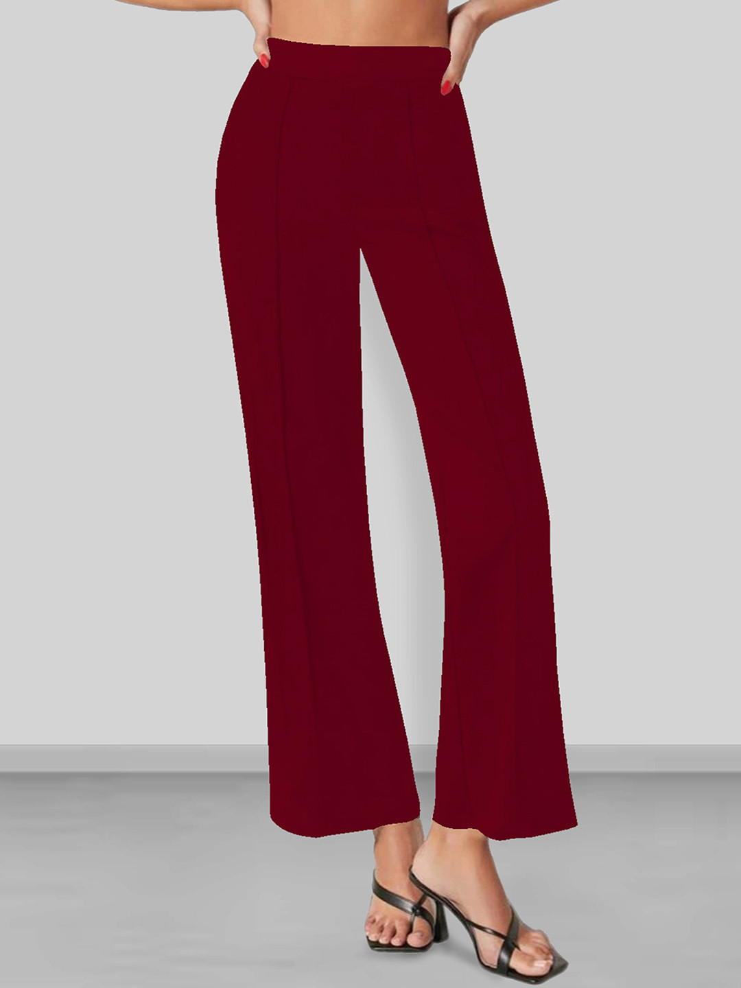 Dream Beauty Fashion Dhoni Women Bootcut Mid-Rise Easy Wash Pleated Trousers