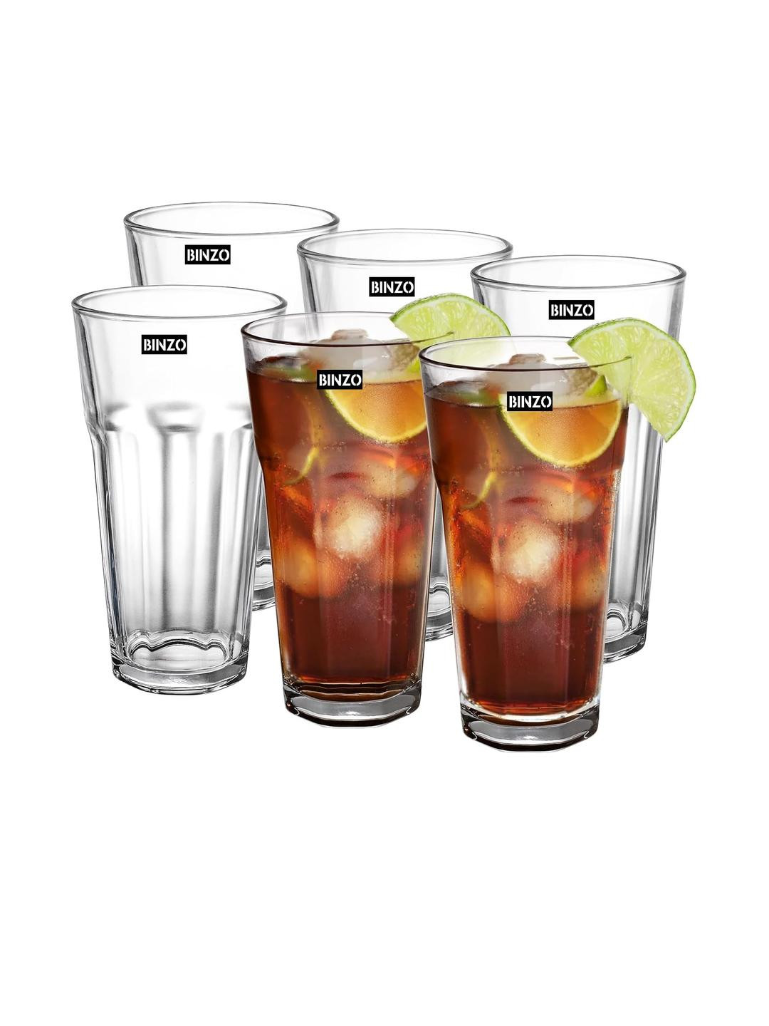 BINZO Transparent Set Of 6 Cocktail Bar Glass - 500ml