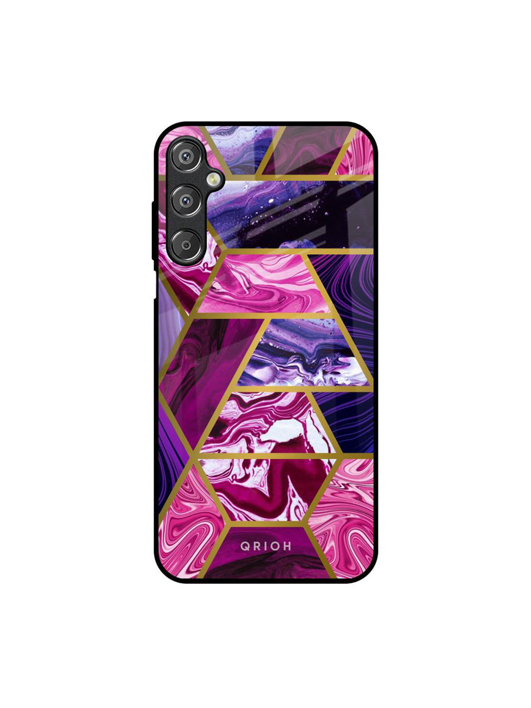 QRIOH Geometric Marble Printed Lightweight Silicone Samsung Galaxy M15 5G Glass Back Case