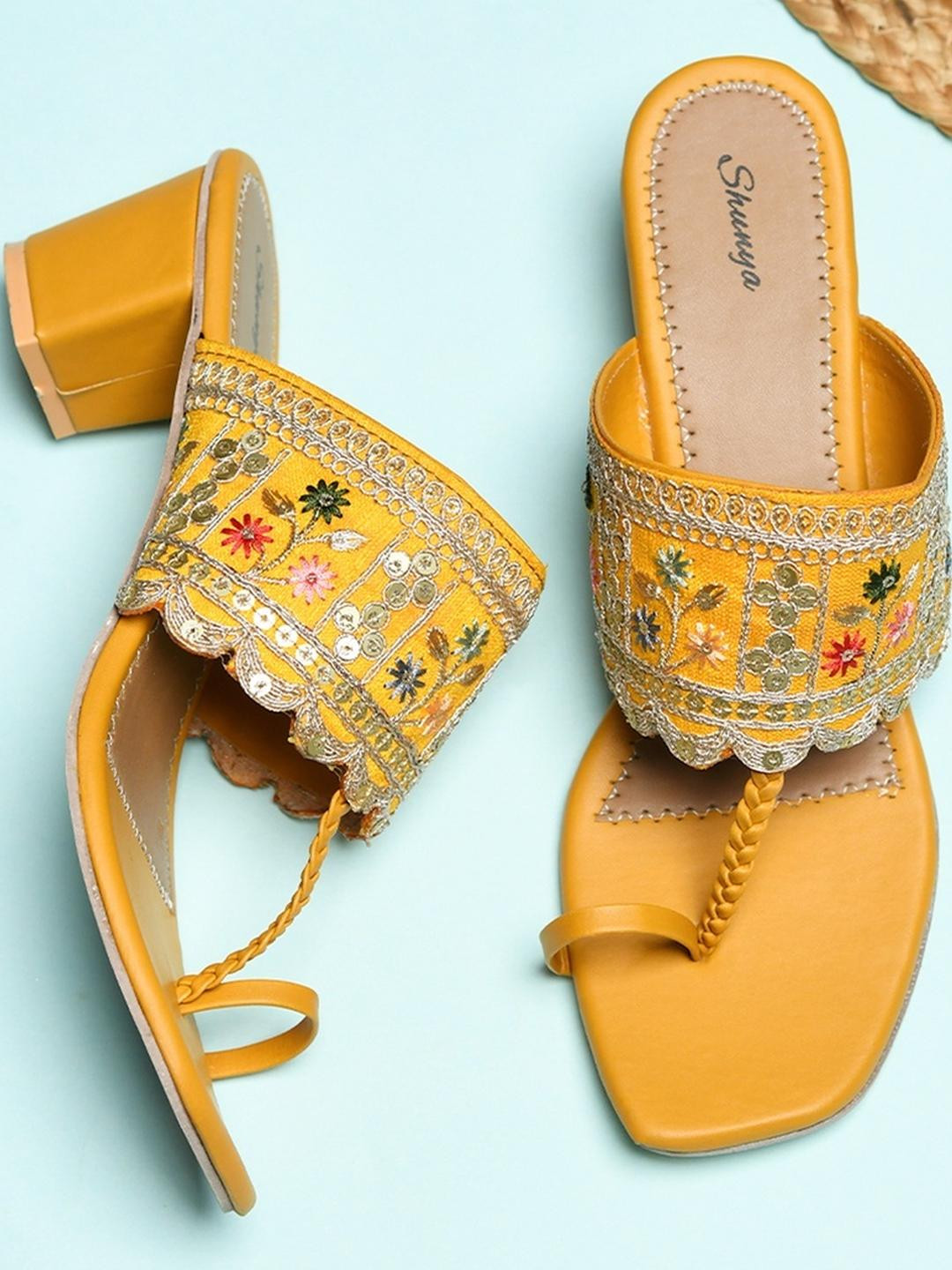 SHUNYA FOOTWEAR Women Yellow Synthetic Comfort Sandals