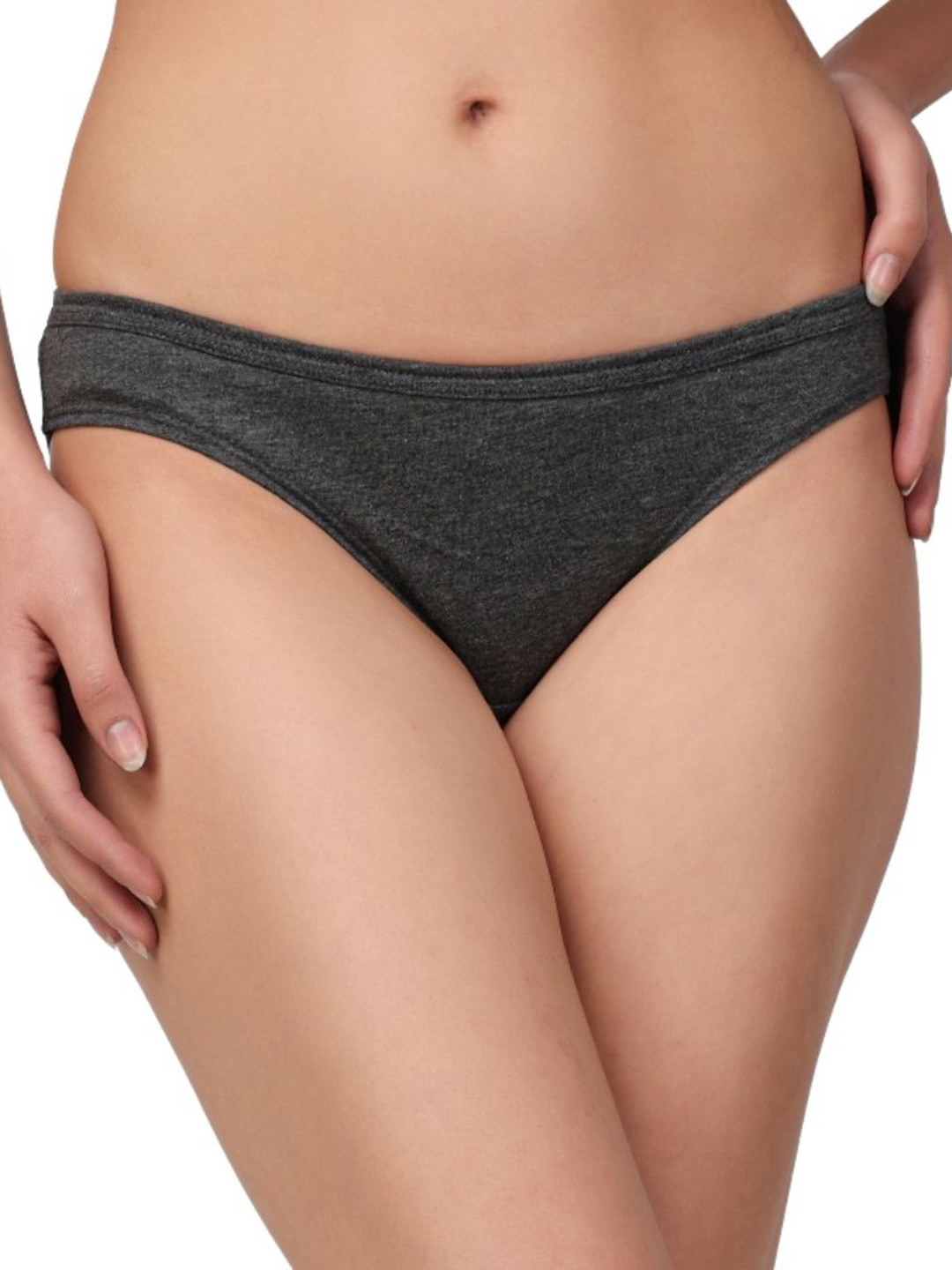 Louis Bayrad Pack Of 2 Cotton Mid-Rise bikini briefs LB-1005 Panty Grey Pack 2