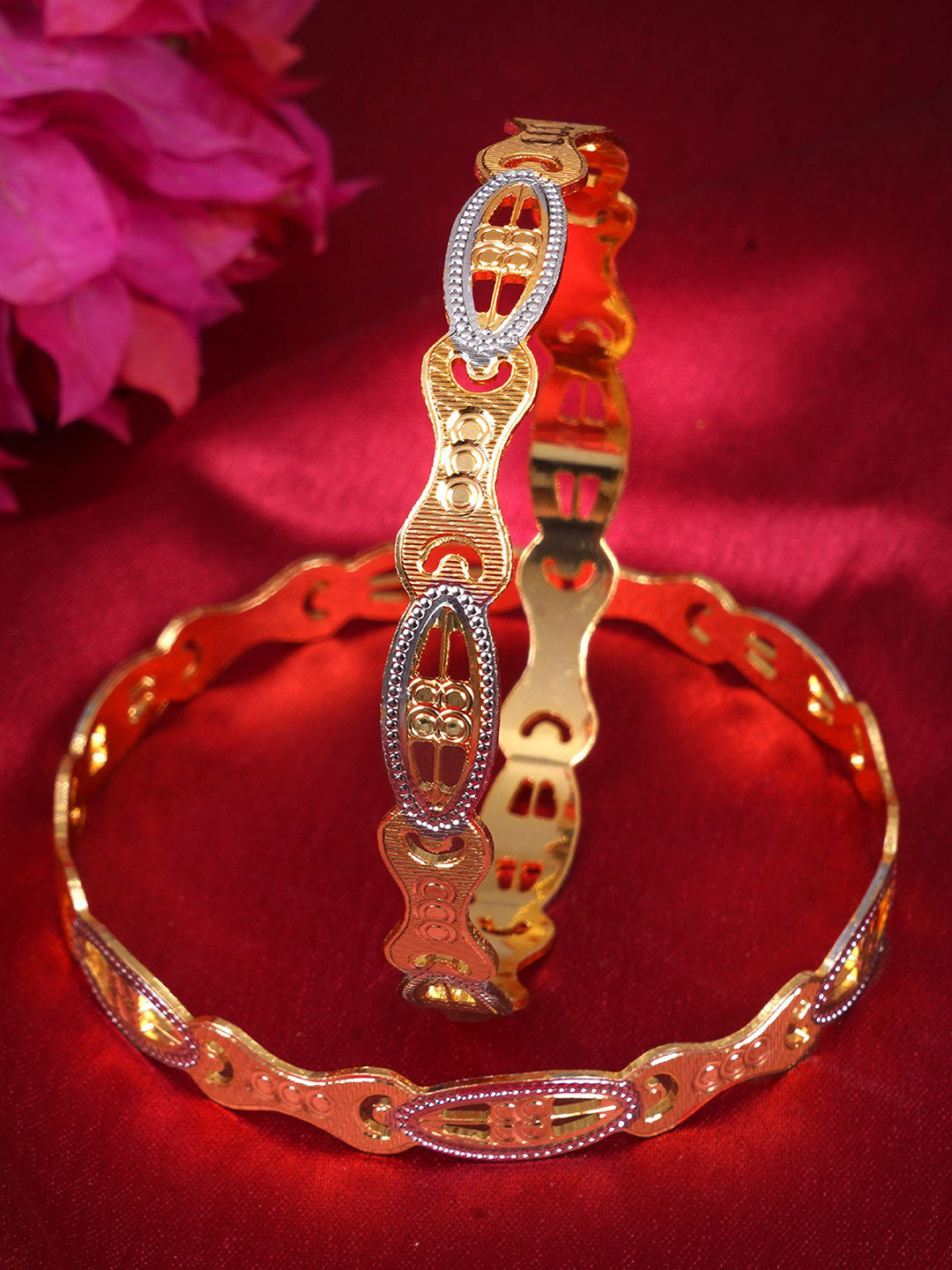 Adwitiya Collection Set Of 2 24CT Gold-plated Handcrafted Bangles