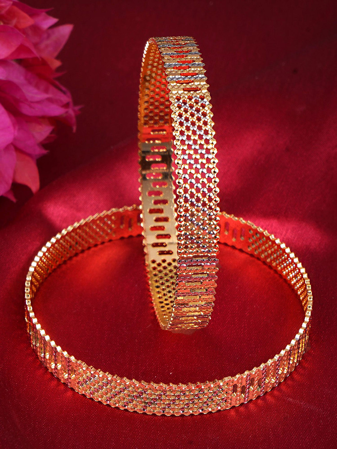 Adwitiya Collection Set Of 2 24CT Gold-Plated Handcrafted Bangles