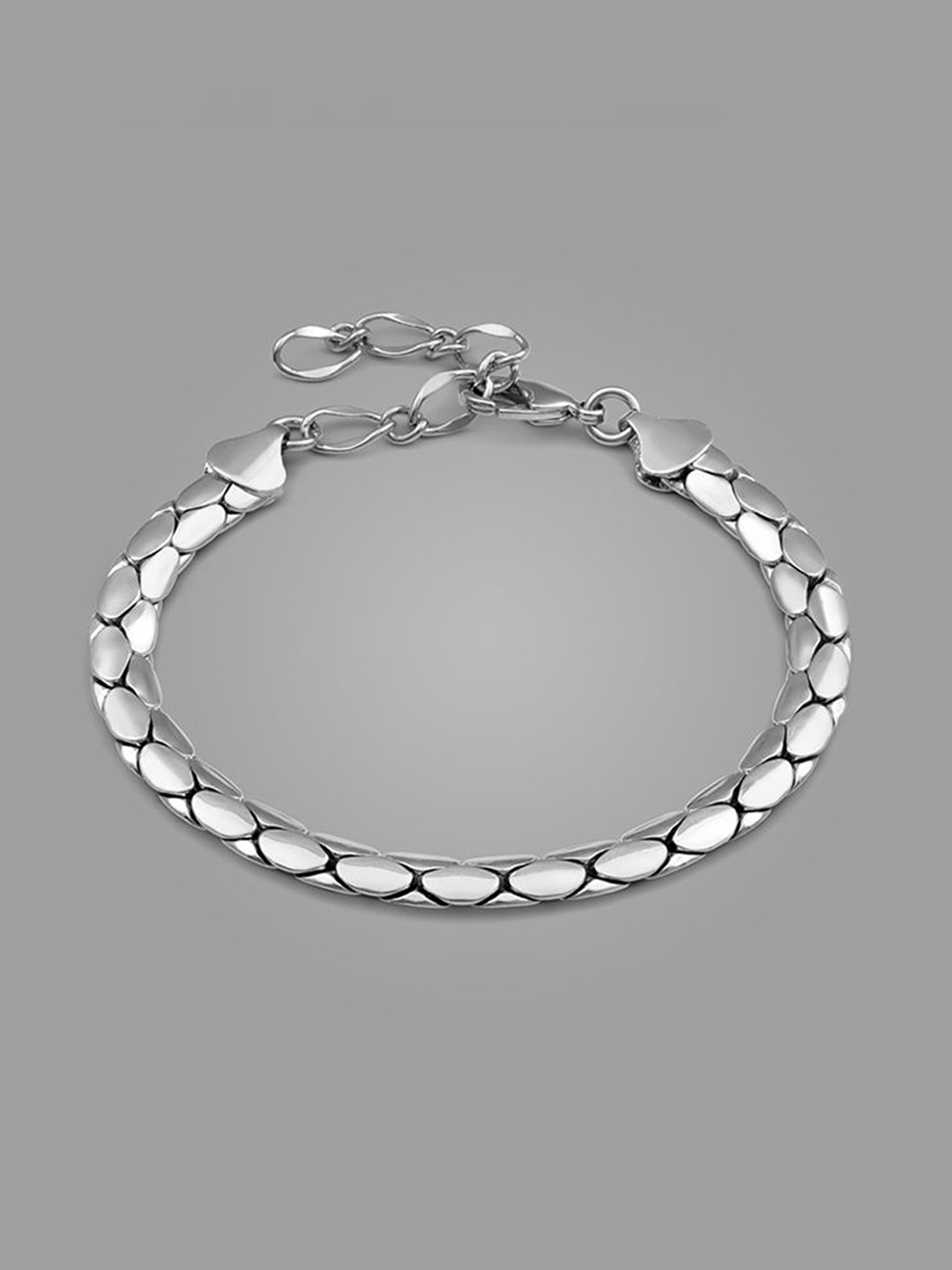 BLACK MAMBA Men Stainless Steel Rhodium-Plated Wraparound Bracelet