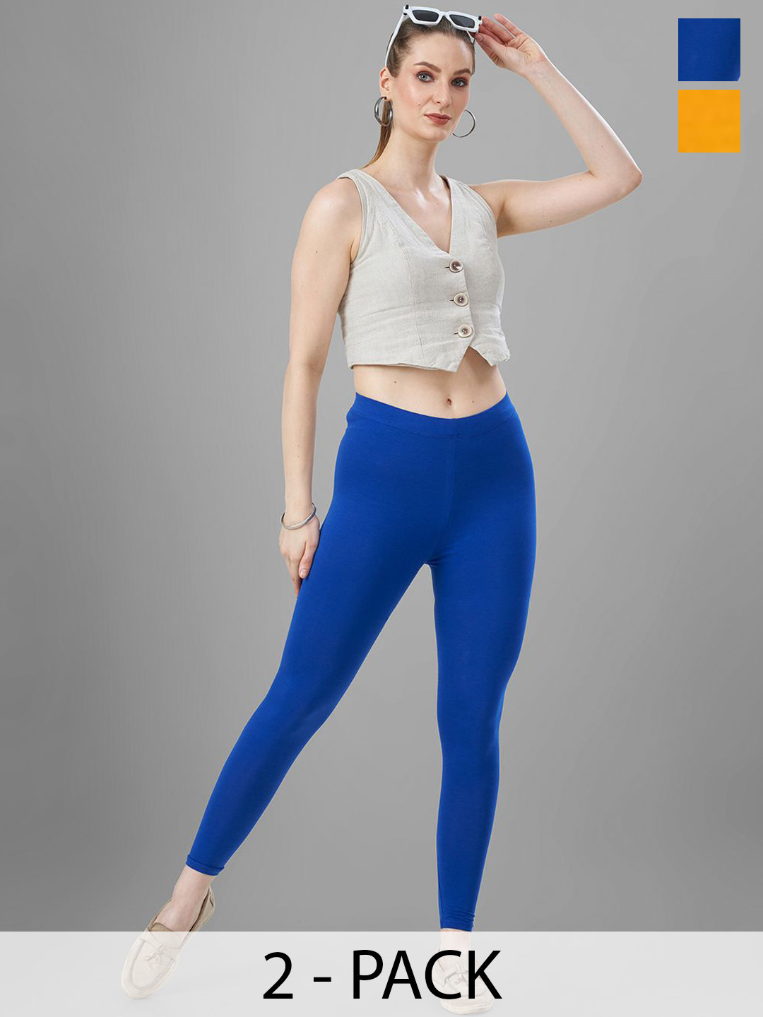 T19 Pack Of 2 Mid-Rise Ankle-Length Leggings