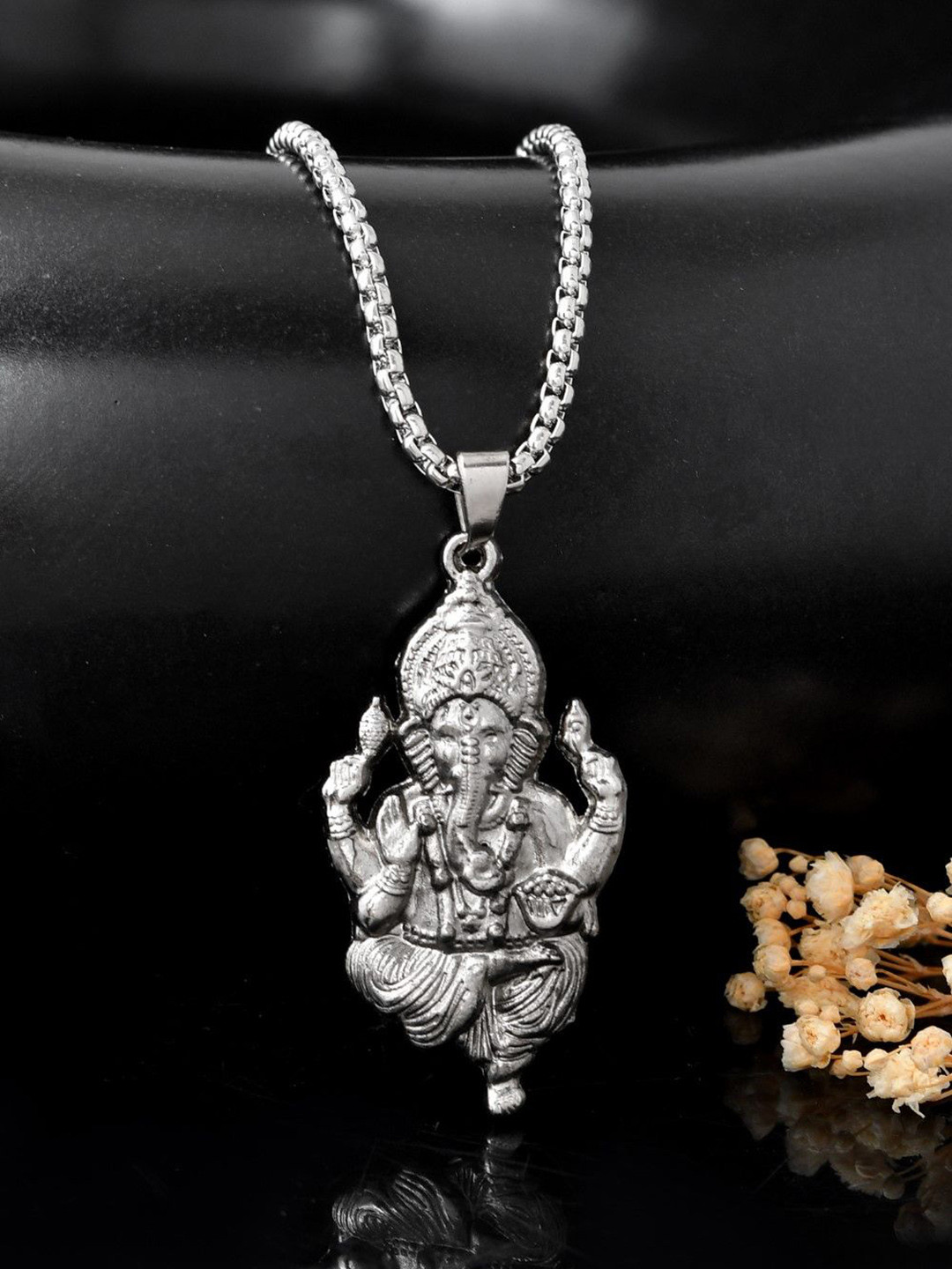 AGARWALPRODUCT Unisex Stainless Steel Lord Ganesh JI Pendant With Chain