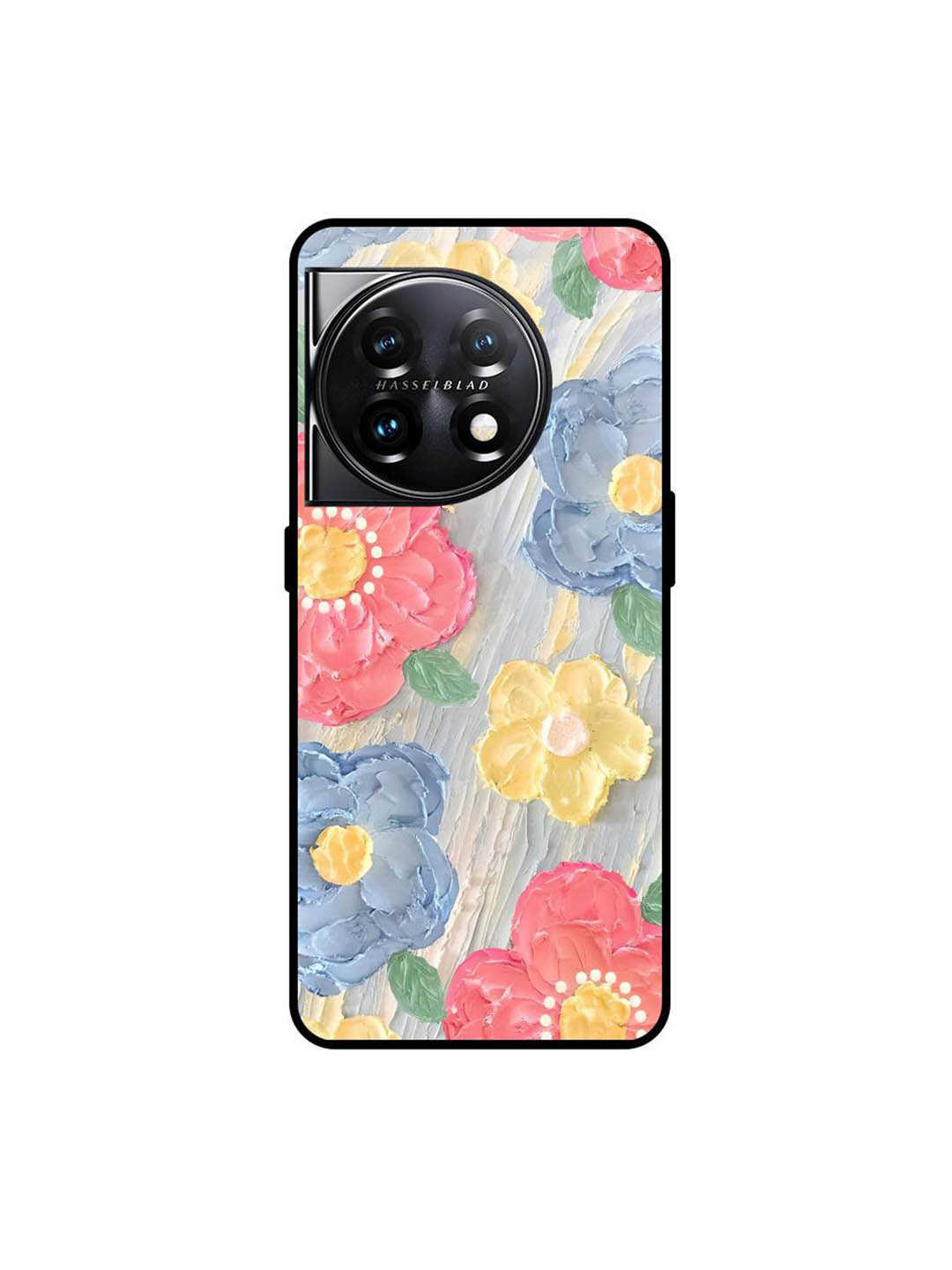 QRIOH Floral Canvas Printed OnePlus 11 5G Silicone Back Case
