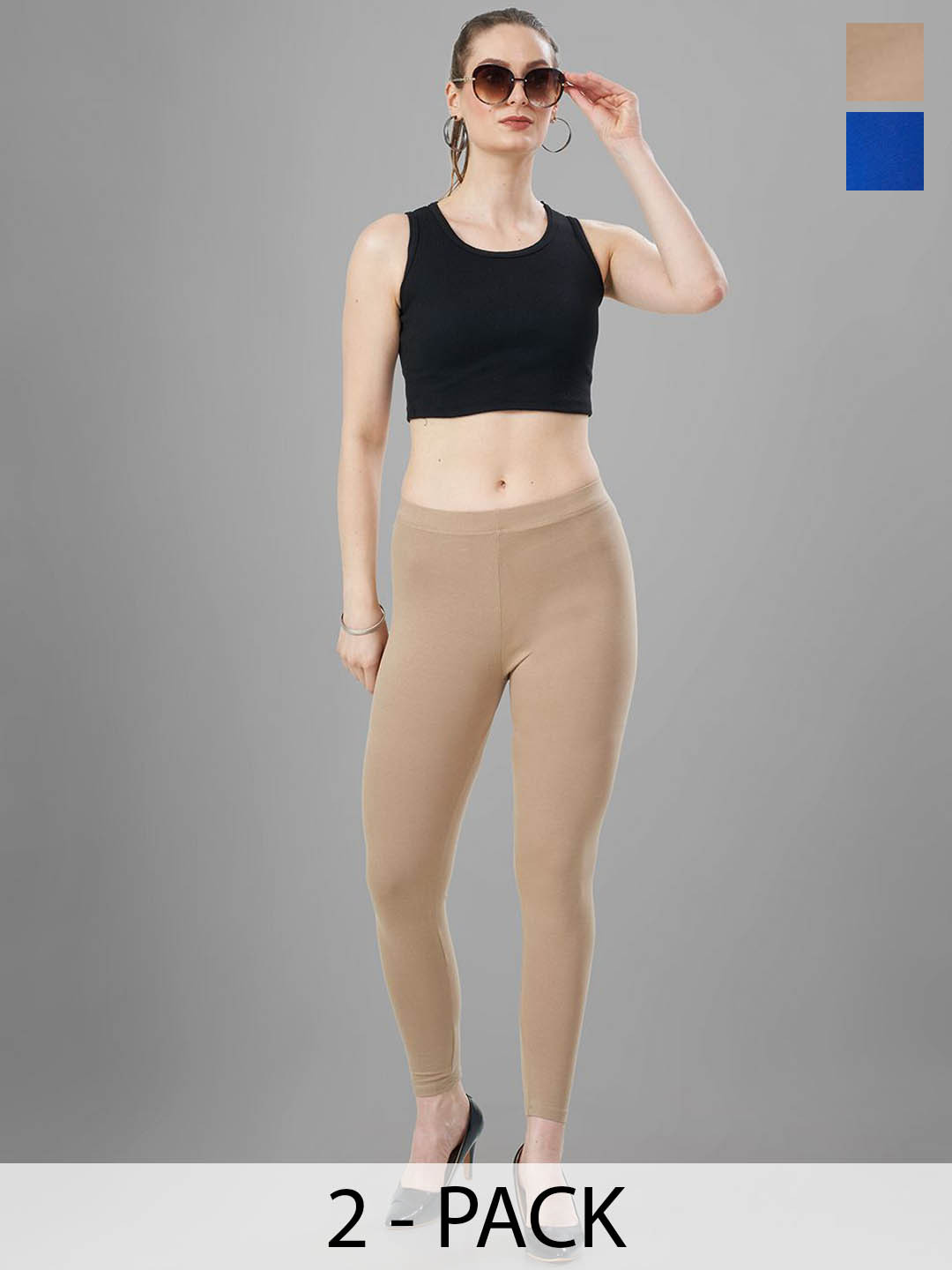 T19 Pack Of 2 Mid-Rise Ankle-Length Leggings