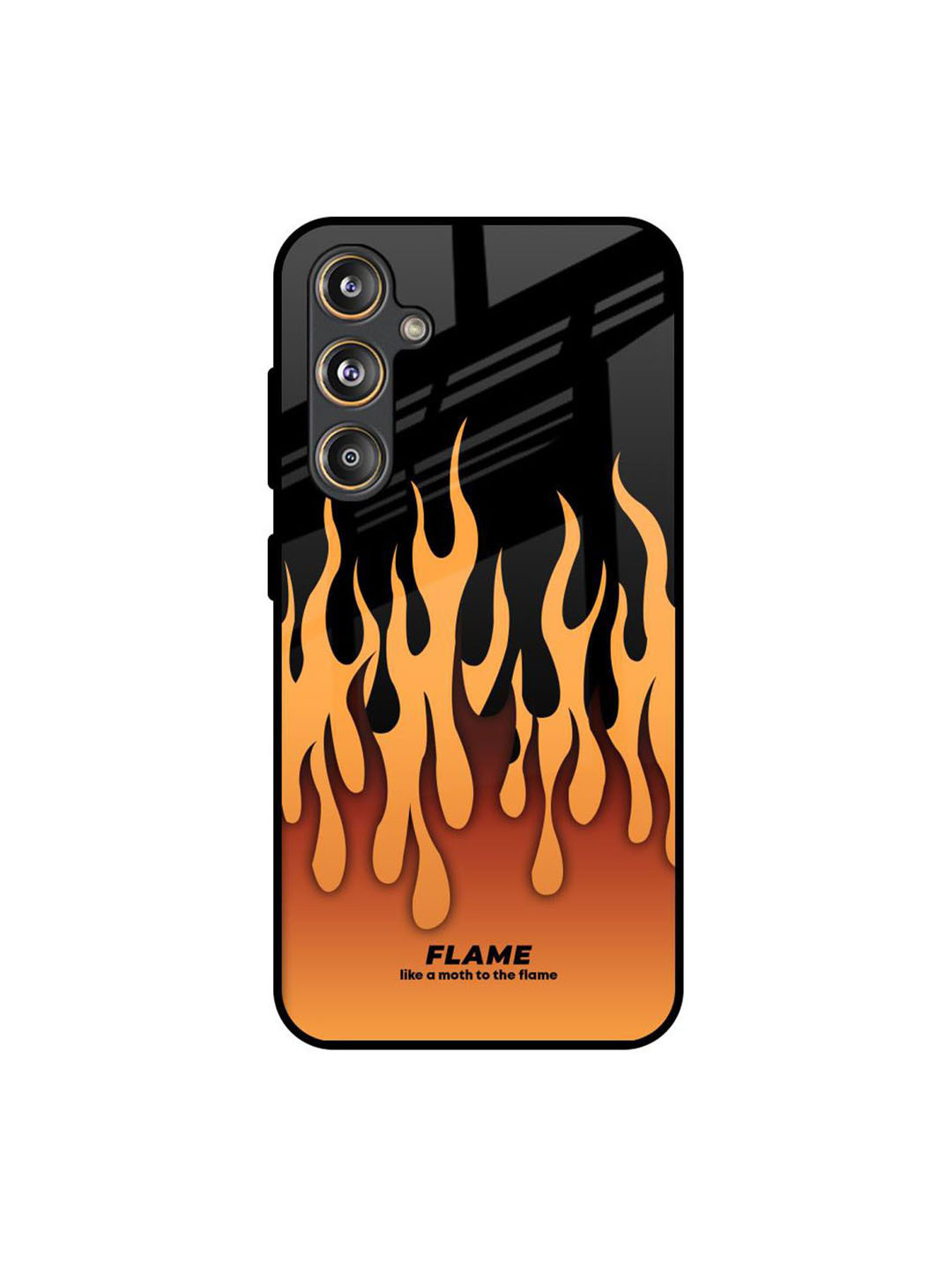 QRIOH Fire Flame Quirky Printed Samsung Galaxy M55s Glass Back Case