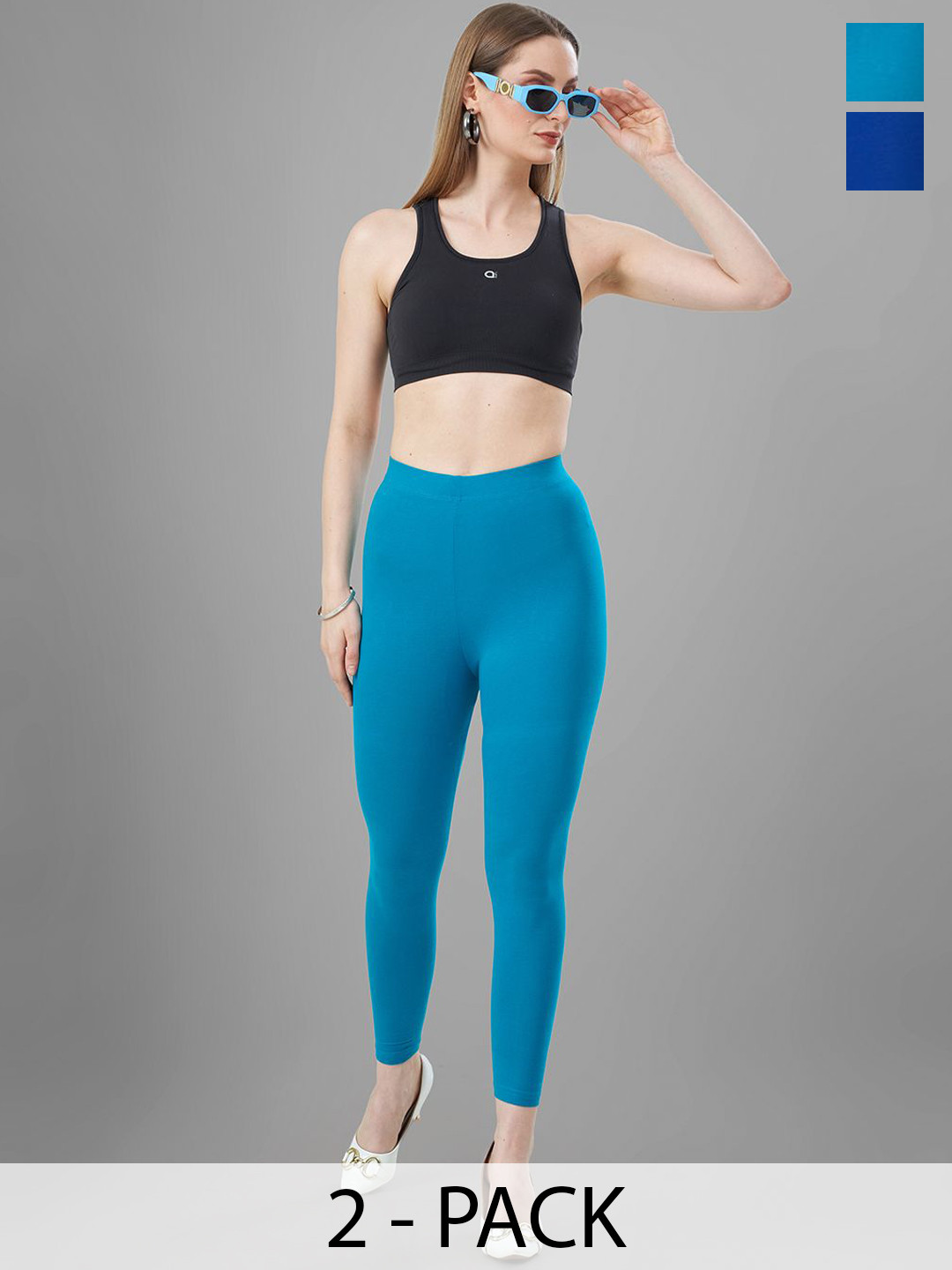 T19 Pack Of 2 Mid-Rise Ankle-Length Leggings