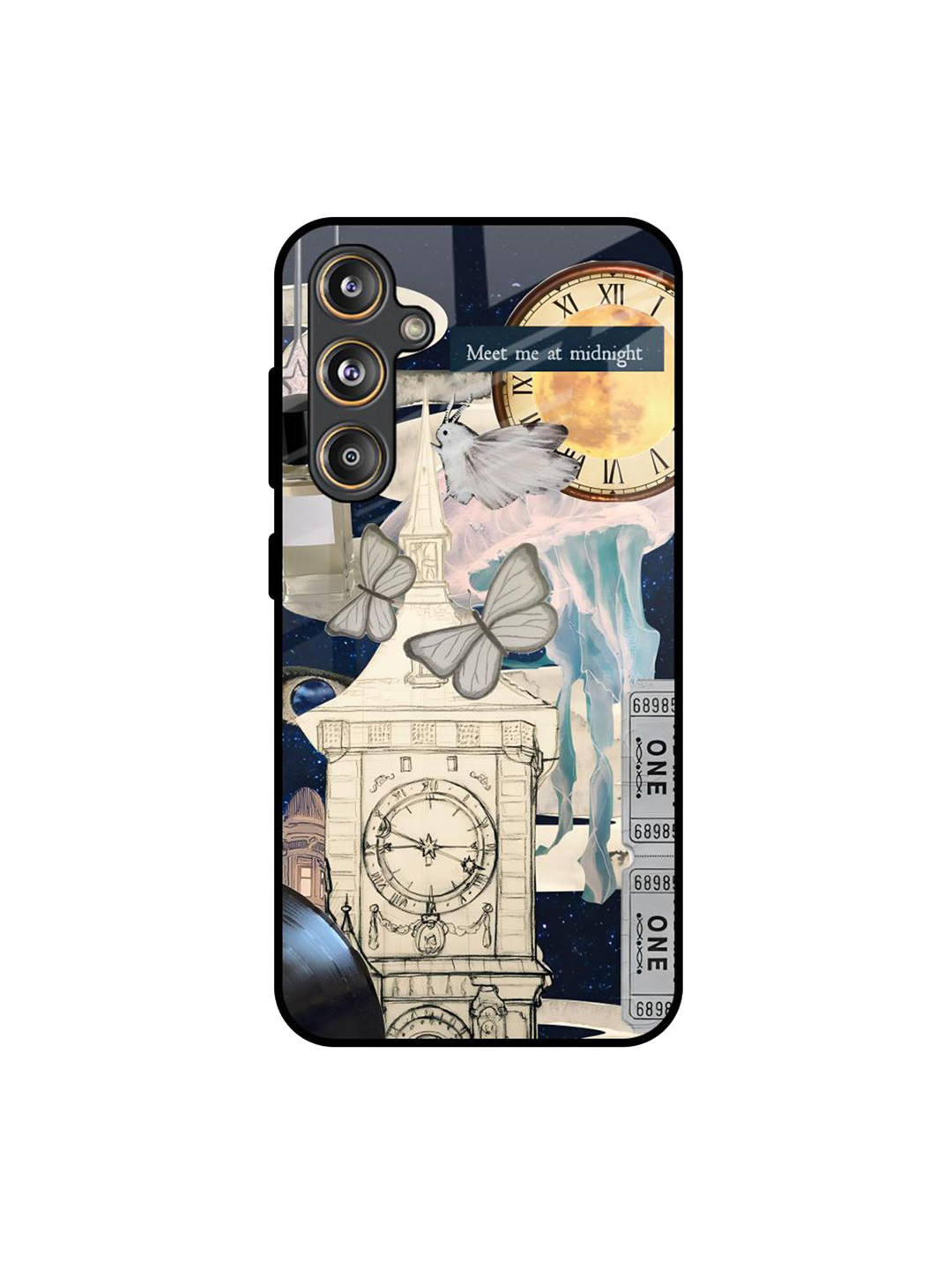 QRIOH Midnight Vision Printed Lightweight Silicone Samsung Galaxy F55 5G Glass Back Case