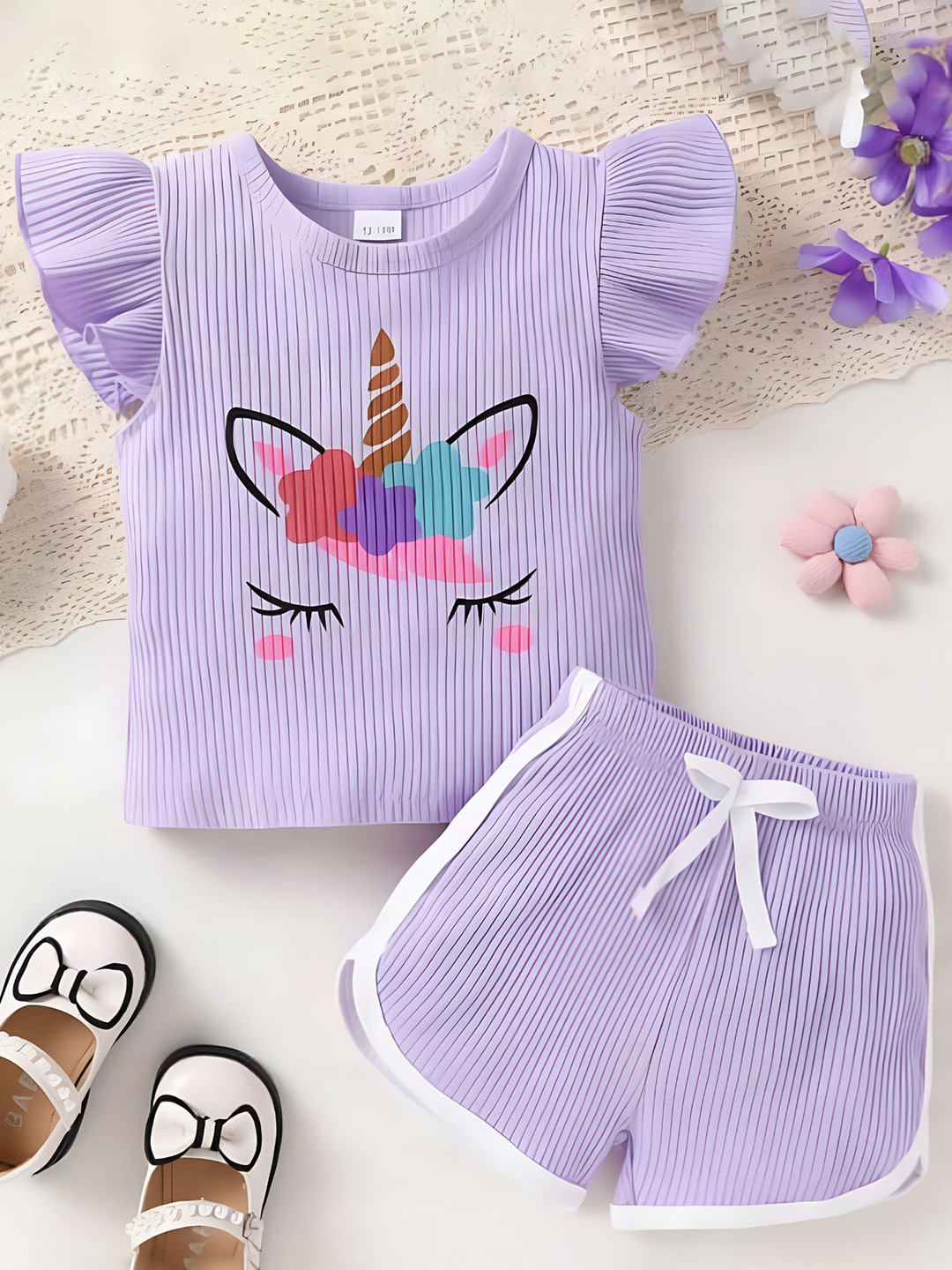 4YOU DRESSES Girls Printed Short Sleeves T-shirt With Shorts