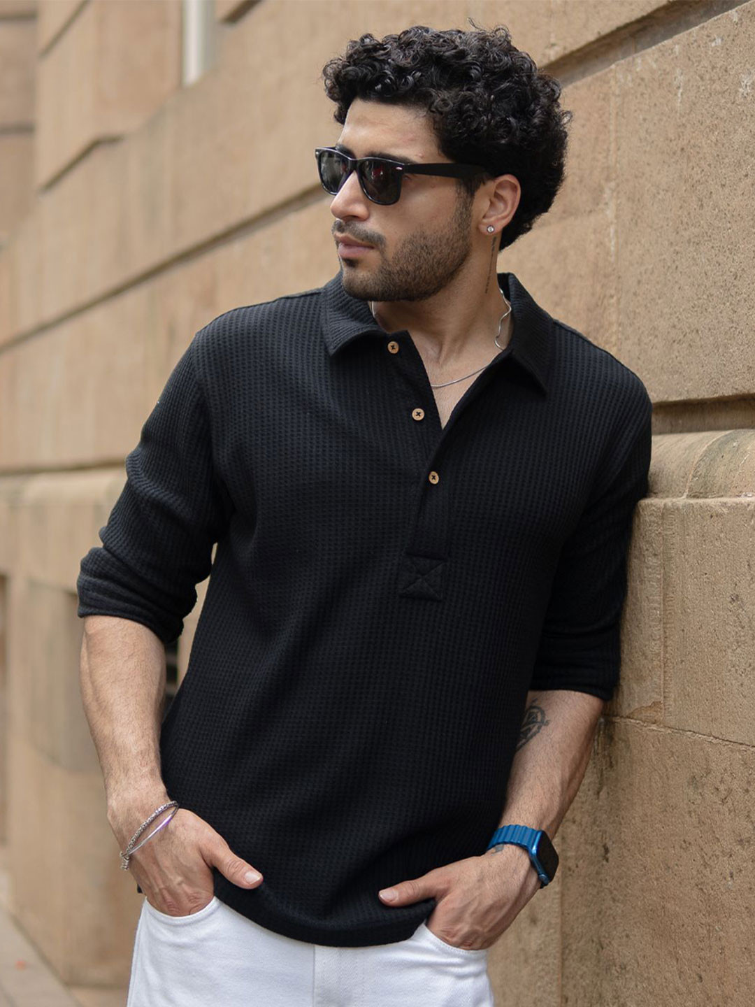Powerlook Men Textured Spread Collar Casual Shirt