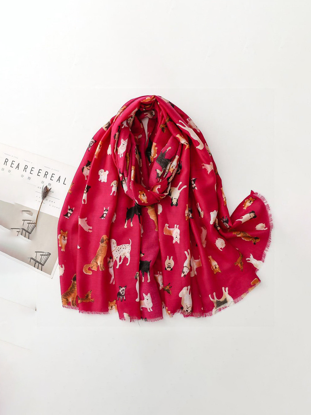 QUECY Women Conversational Printed Stole with Fringed