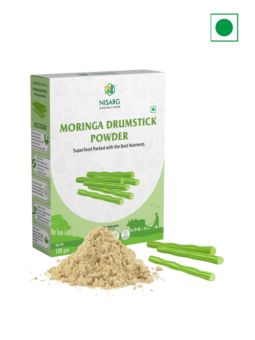 NISARG ORGANIC FARM Moringa Drumstick Powder For Digestion - 100 g
