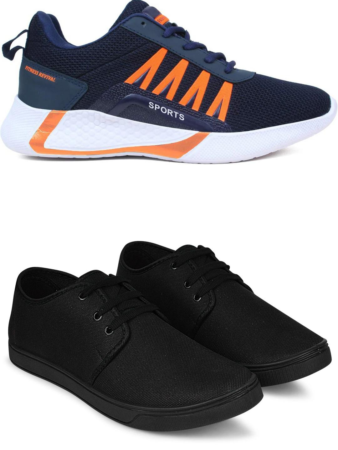 Free Kicks Men Black Mesh Marking Running Sports Shoes