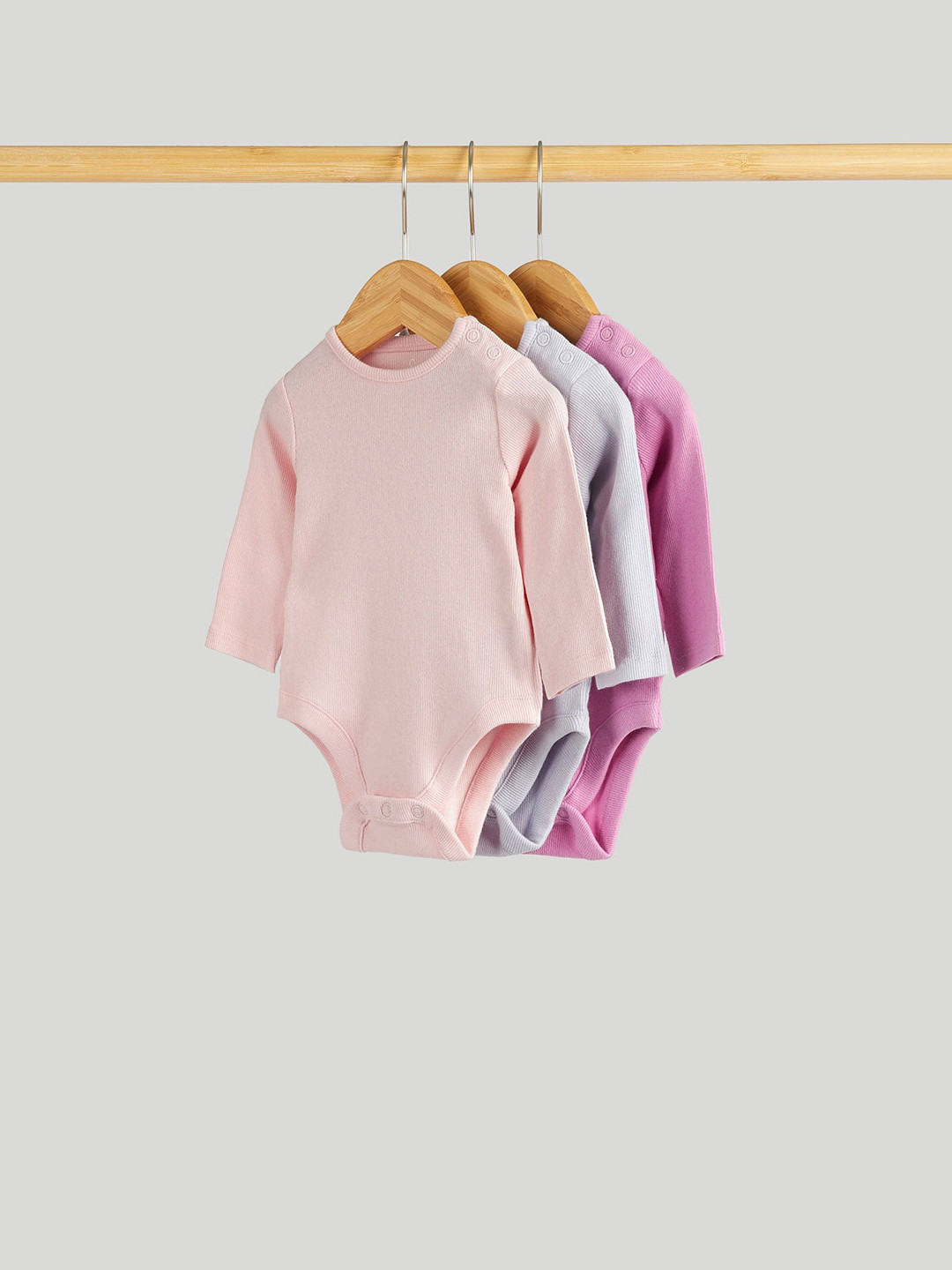 mothercare Varsity Bloom Girls Pack Of 3 Ribbed Bodysuits