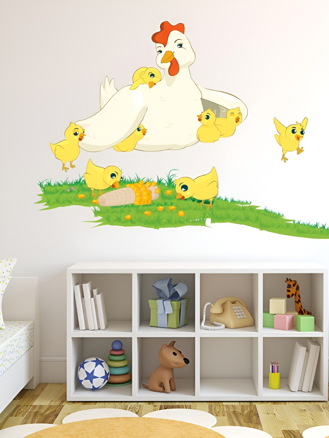 LANSTICK Yellow Mom With Baby Duck Self-Adhesive Wall Sticker