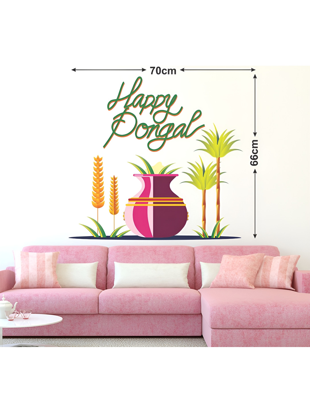 LANSTICK Happy Pongal Self-Adhesive Wall Sticker