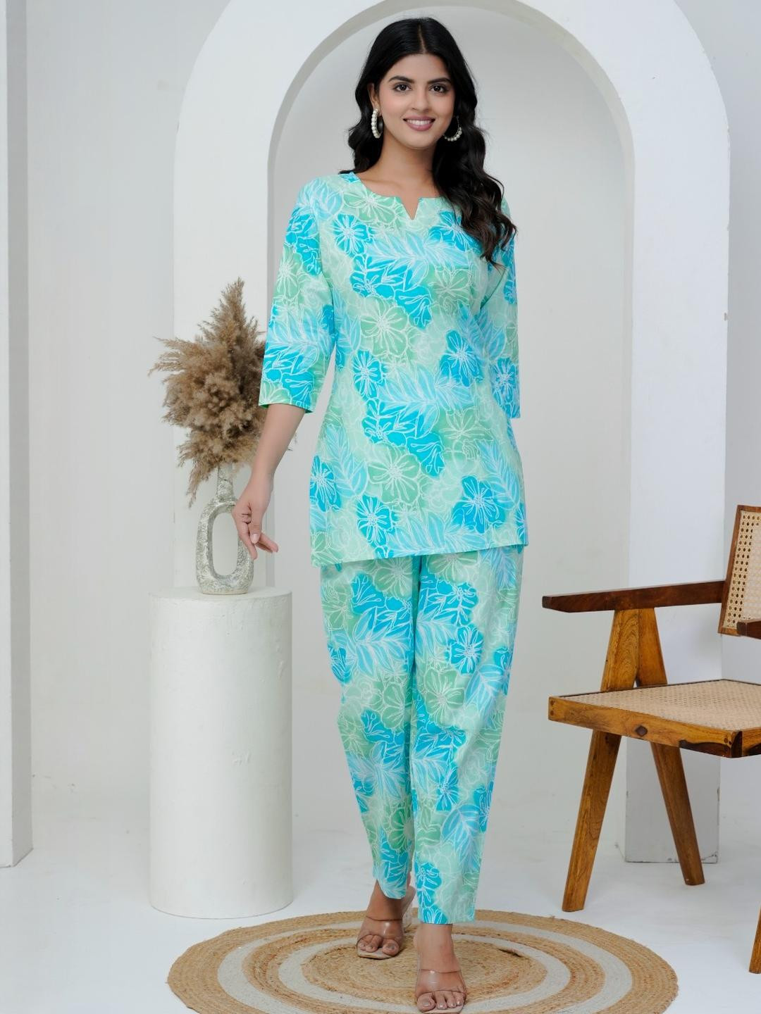 Genade Blue  Cotton Blend Clothing Set