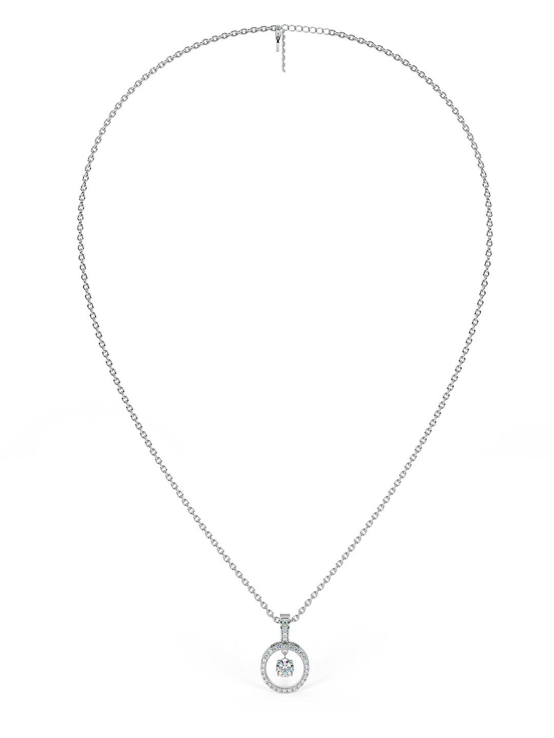Whitehathi 925 Sterling Silver Zicron Studded Pendant With Chain