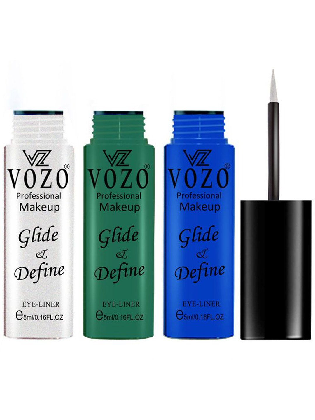 VOZO Set Of 3 Glide & Define Infusion Essential Liquid Eyeliner- 5ml Each- Shade- 01-05-08
