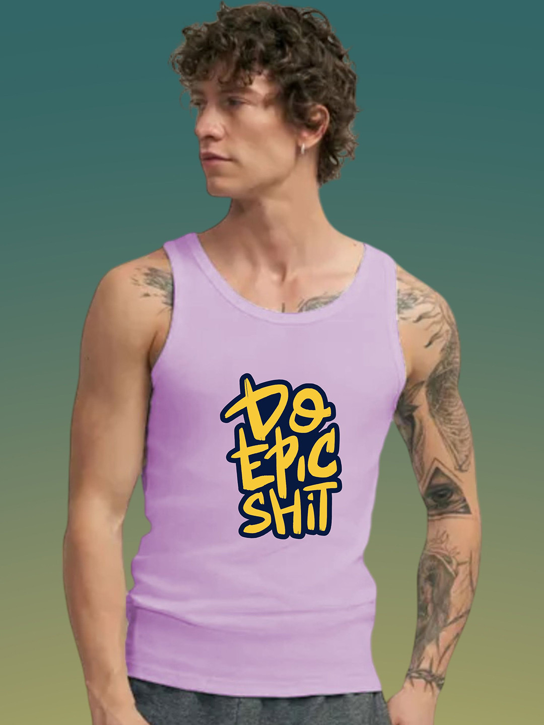 Uniplanet store Printed Scoop Neck Gym Vest UVM-DO-EPIC-SHIT-PRPL-S