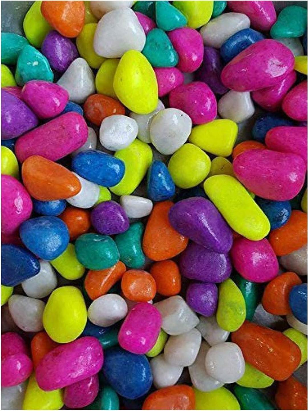 Somil Multicolor Pebbles/Stones for Garden, Plants, Lawns, Aquariums, Fish Pots, Home Decor, Vases, Furniture Filler. Size: 10-30mm, Shiny Multicolor -A133