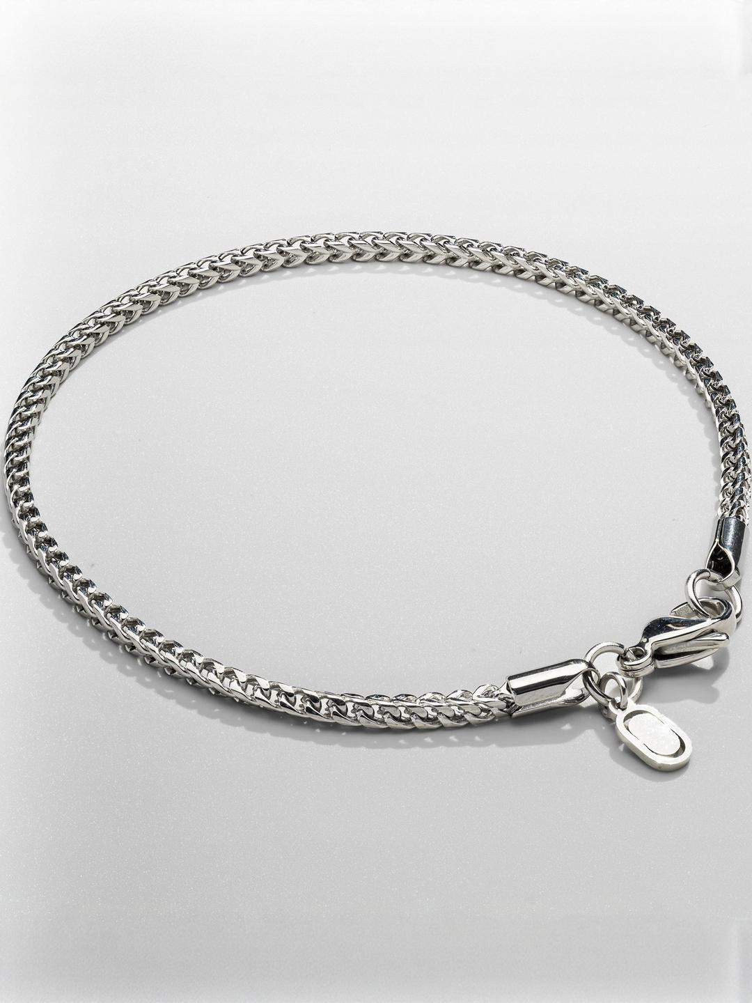 LITCHI Men Silver-Toned Stainless Steel Bracelet