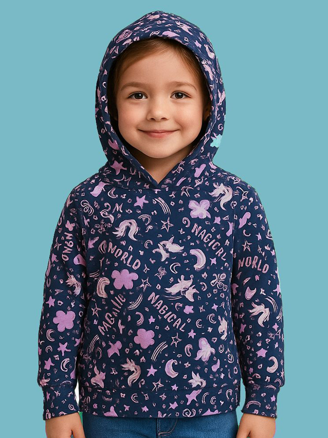 KIDDIEKISSES Kids Printed Hooded Sweatshirt