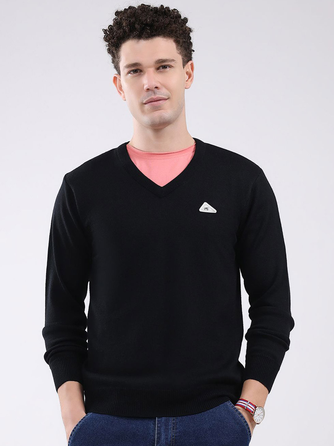 Monte Carlo Men Plus Size V-Neck Wool Pullover