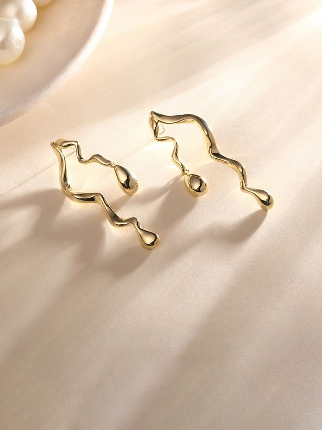Cierra 18KT Gold Plated Curved Wave Shaped Studs