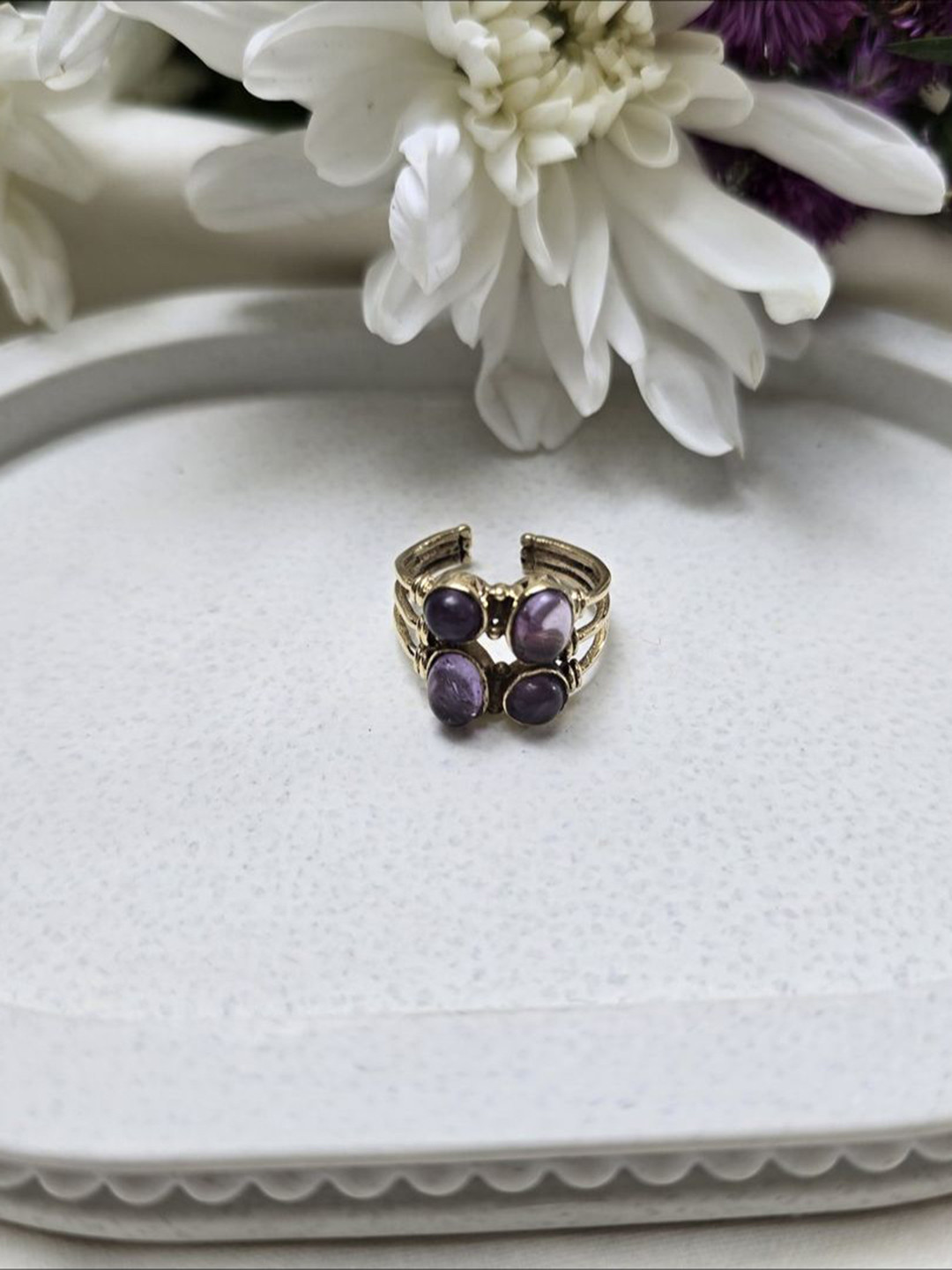 Studio Anviksha Amethyst Stone-Studded Adjustable Finger Ring