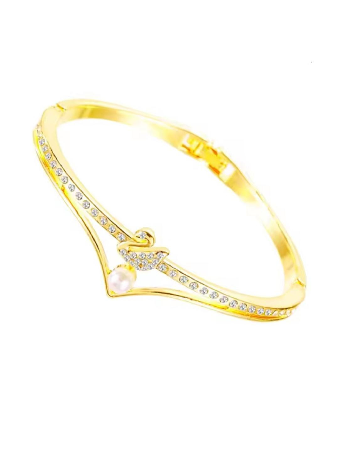 Cubic Zirconia Gold Plated Bangle Style Bracelet